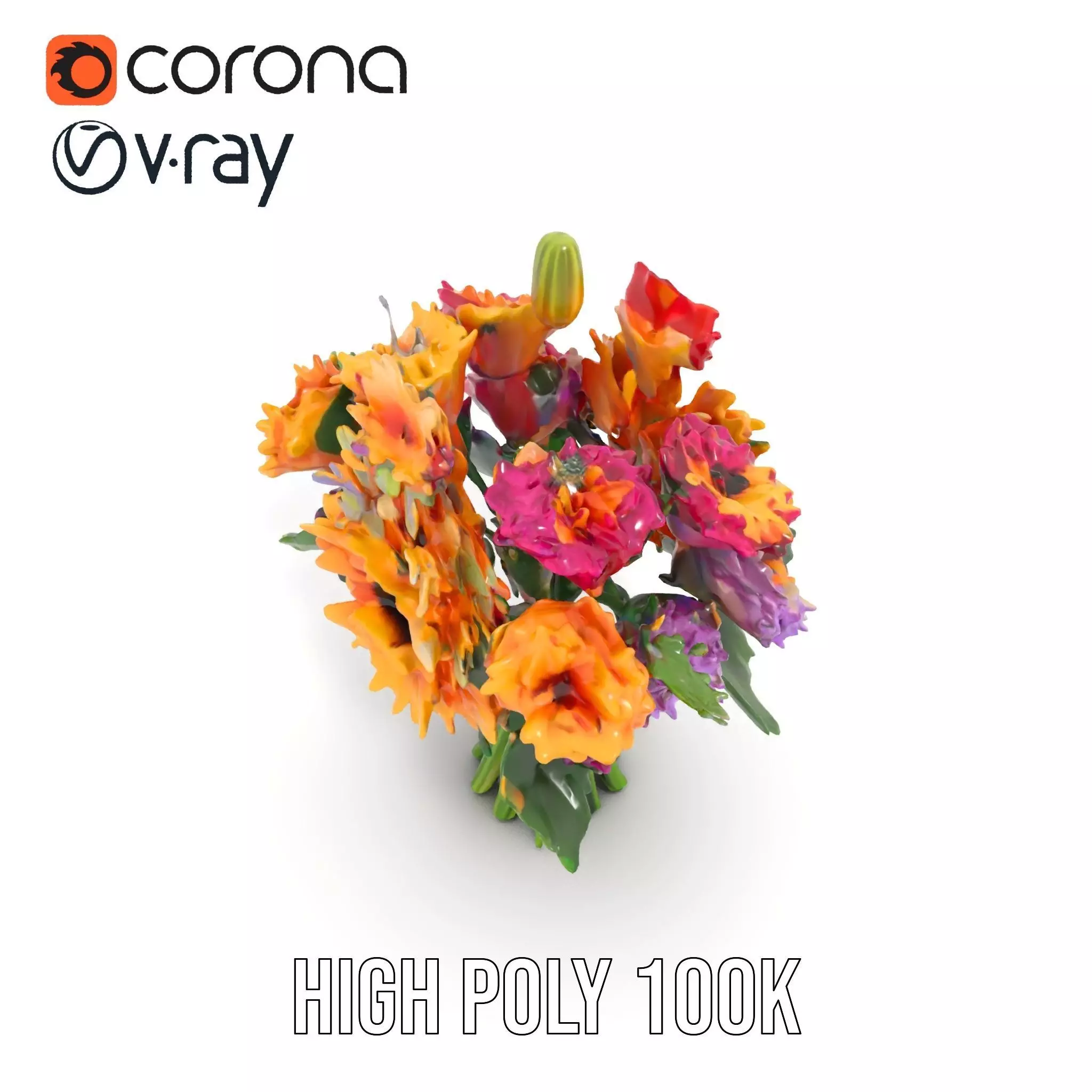 Vibrant Flower Bouquet model pack Low-poly 3D model_10