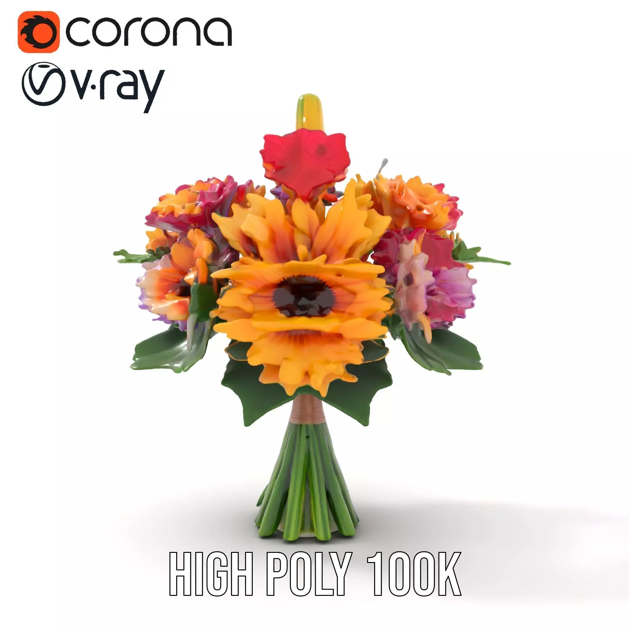 Vibrant Flower Bouquet model pack Low-poly 3D model_17