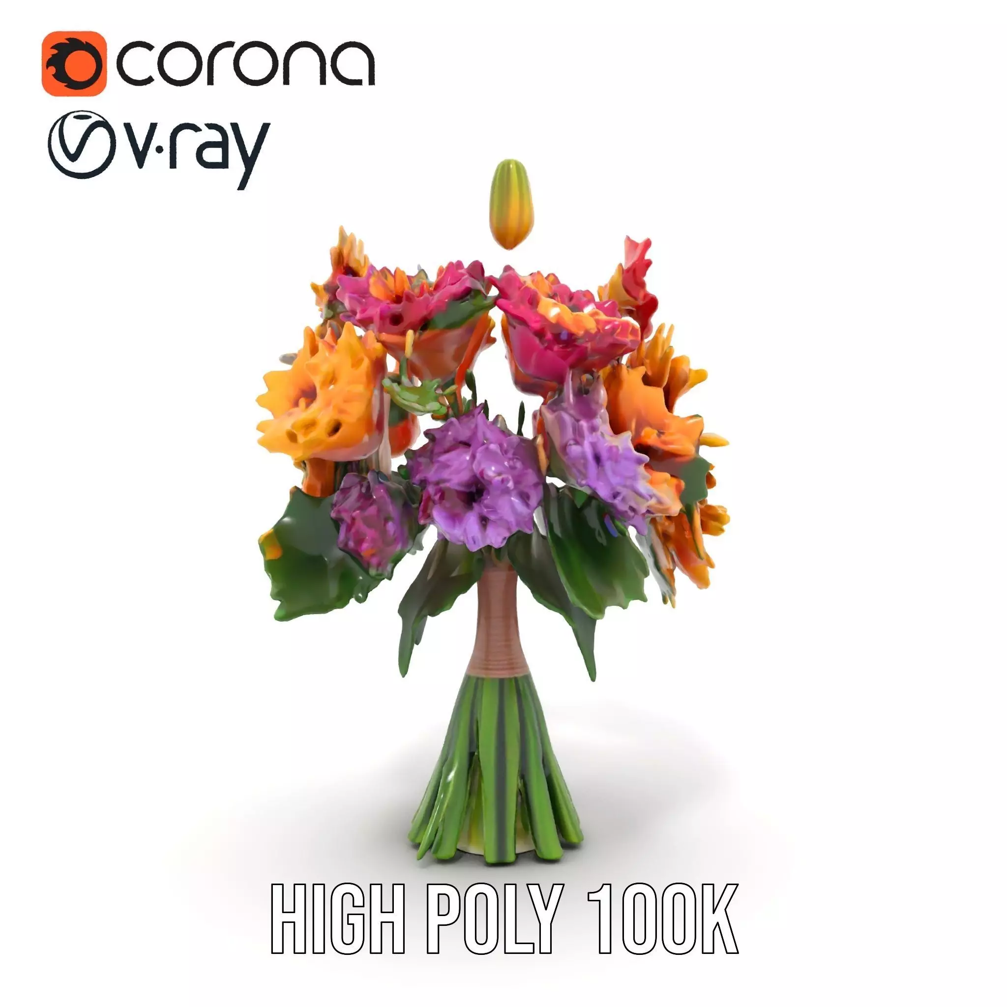 Vibrant Flower Bouquet model pack Low-poly 3D model_13