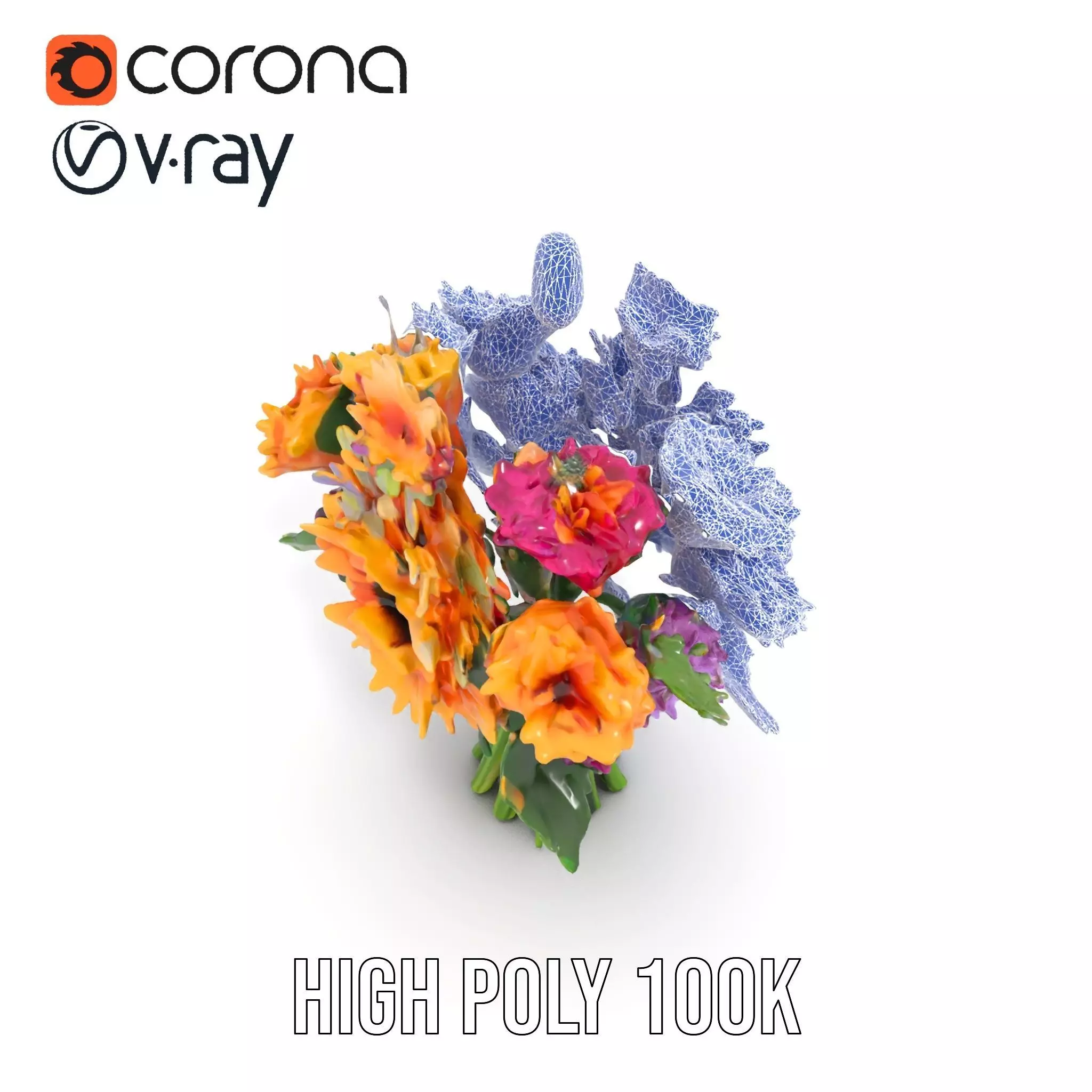 Vibrant Flower Bouquet model pack Low-poly 3D model_22