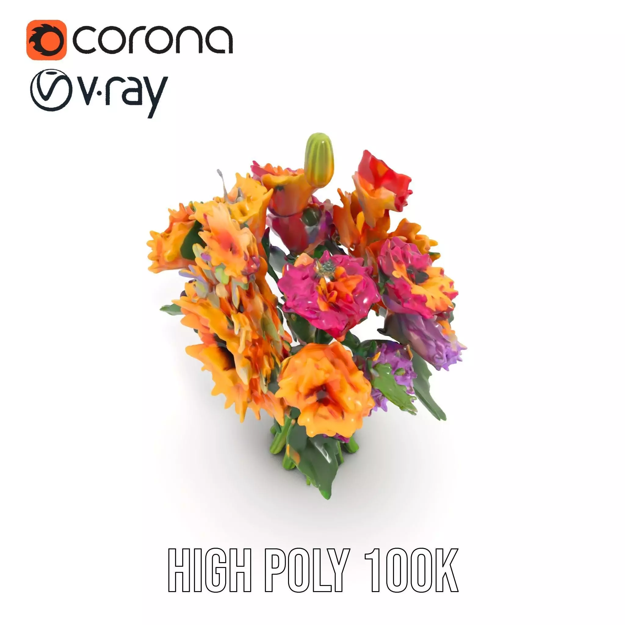 Vibrant Flower Bouquet model pack Low-poly 3D model_6
