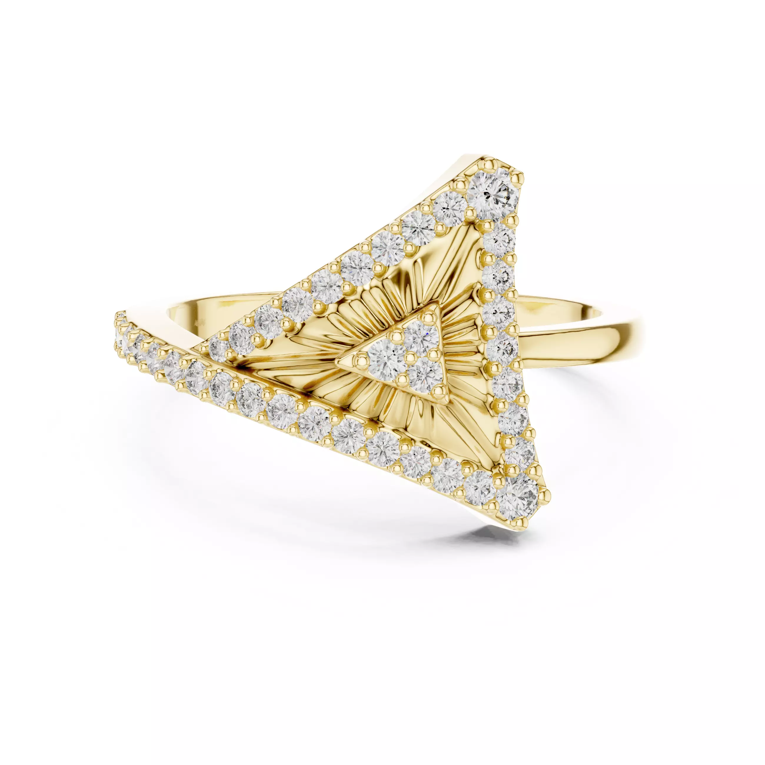 Round Cut Diamond Tringle Shape Engagement Ring 3DM STL Video 3D print model_1