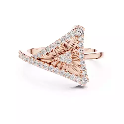 Round Cut Diamond Tringle Shape Engagement Ring 3DM STL Video