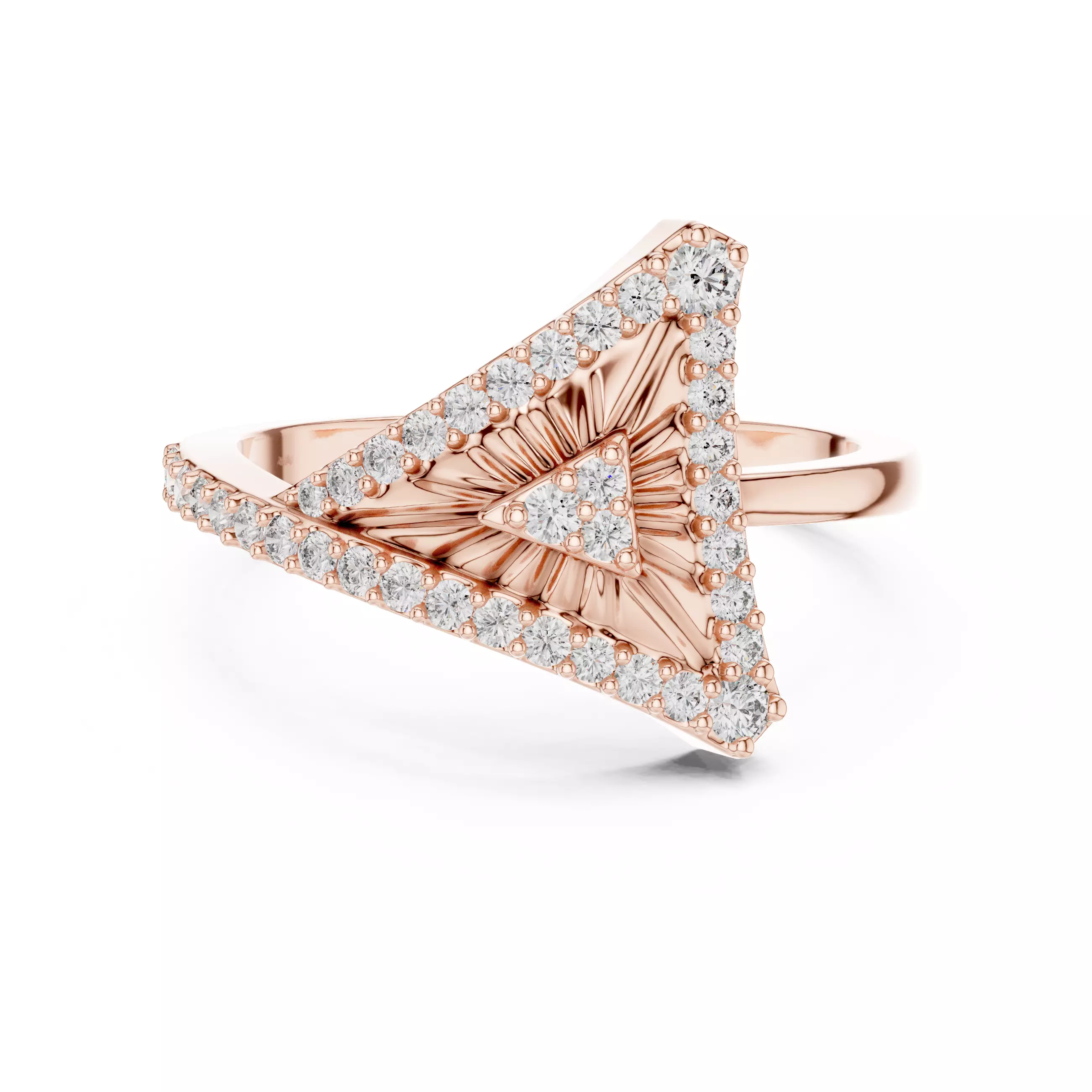 Round Cut Diamond Tringle Shape Engagement Ring 3DM STL Video 3D print model_0