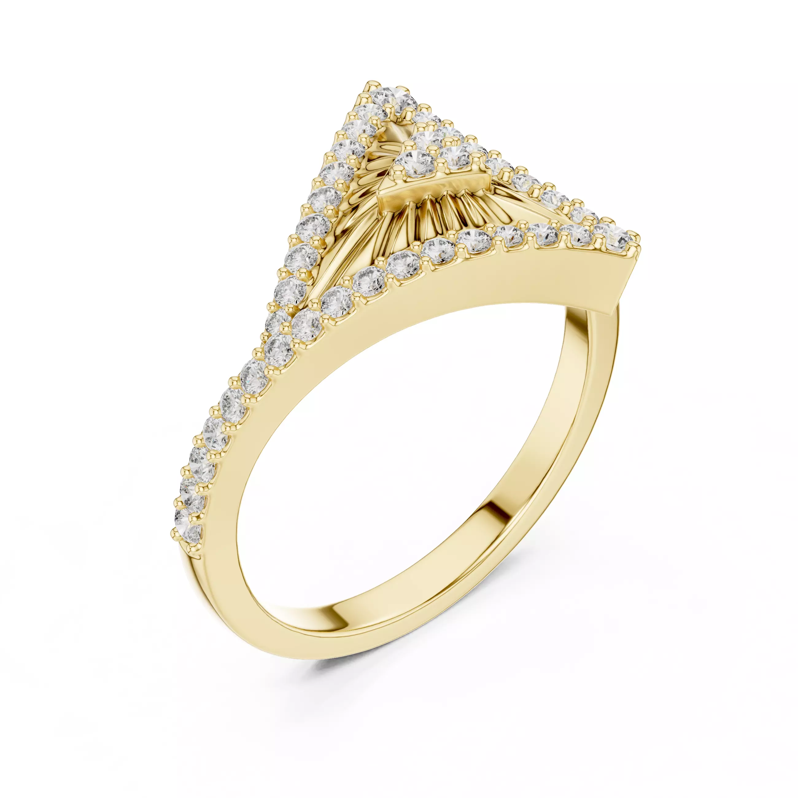 Round Cut Diamond Tringle Shape Engagement Ring 3DM STL Video 3D print model_7