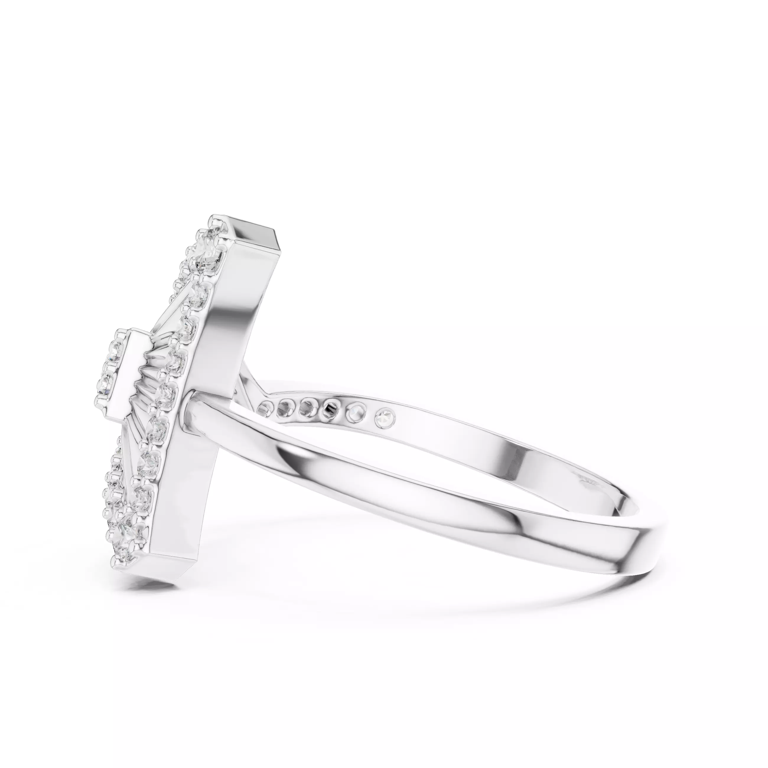 Round Cut Diamond Tringle Shape Engagement Ring 3DM STL Video 3D print model_11