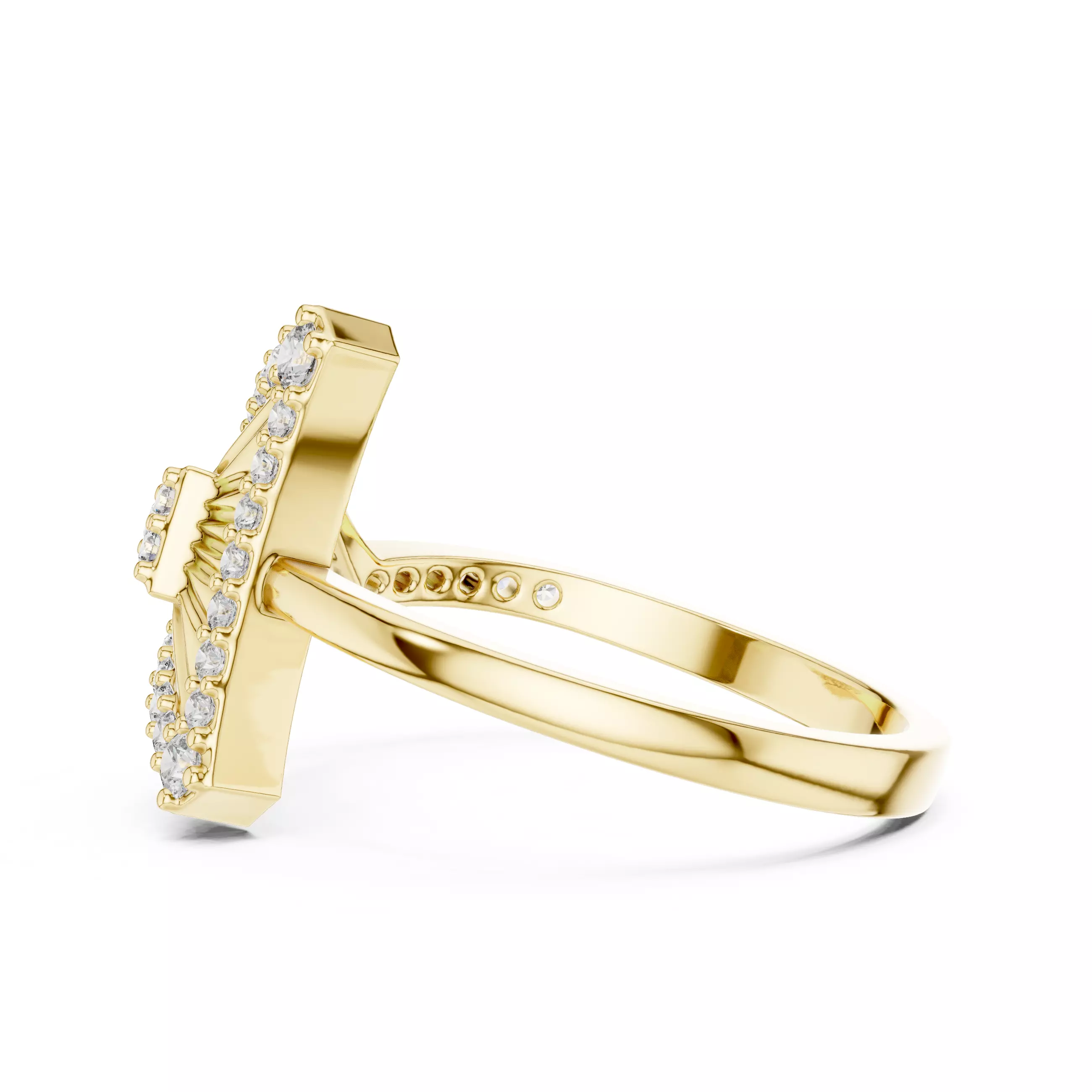 Round Cut Diamond Tringle Shape Engagement Ring 3DM STL Video 3D print model_8