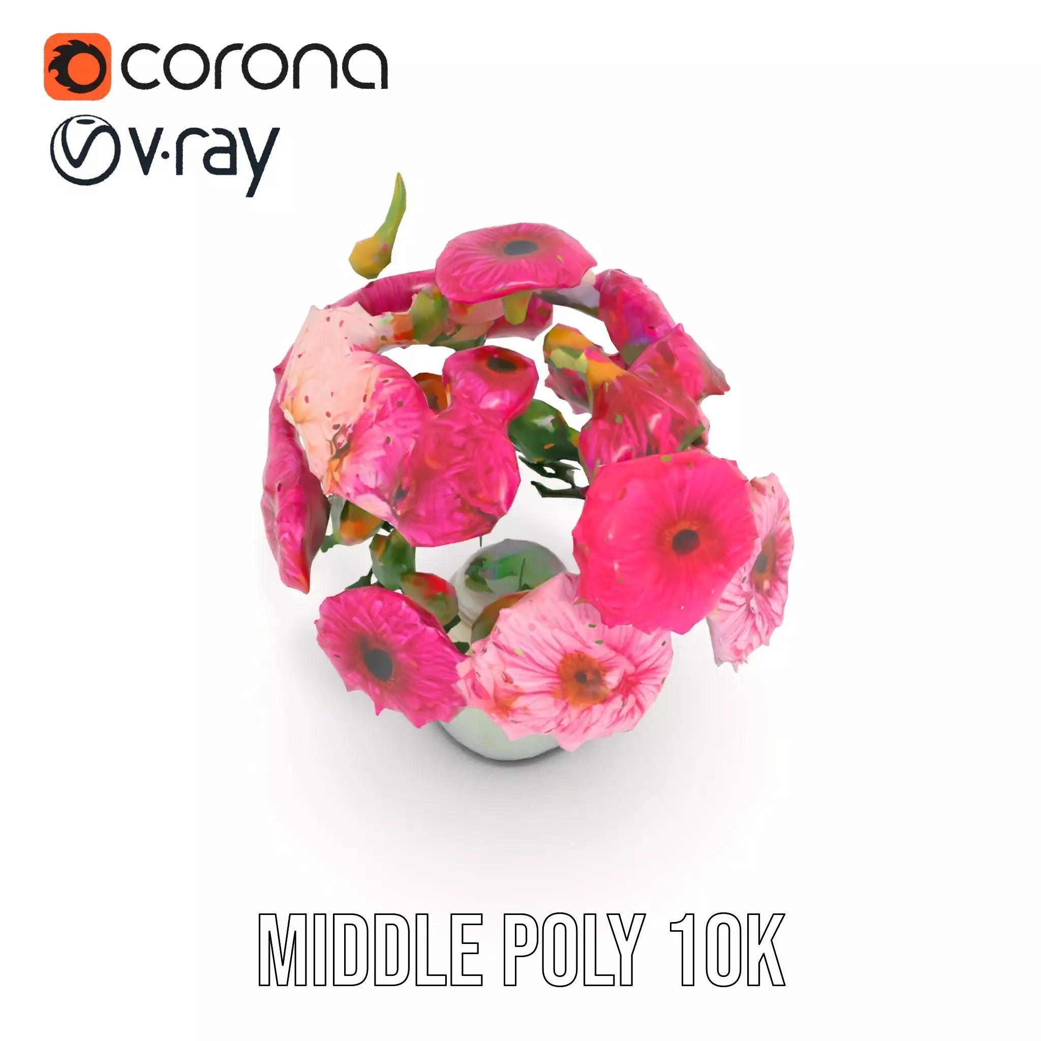 Colorful Gerbera Bouquet model pack Low-poly 3D model_12