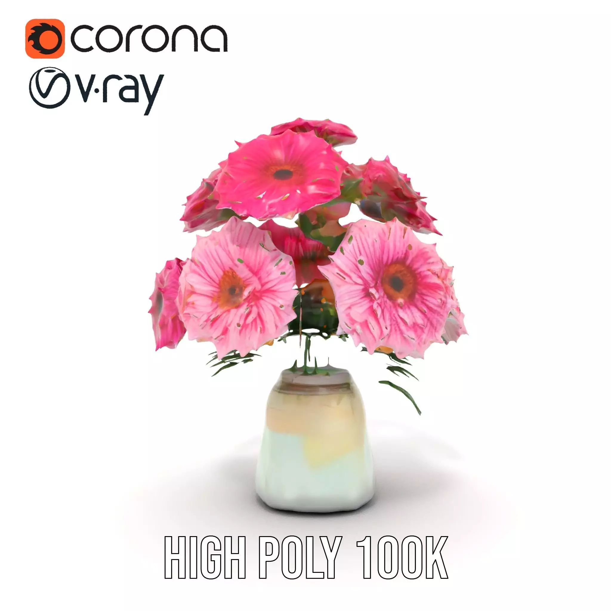 Colorful Gerbera Bouquet model pack Low-poly 3D model_30