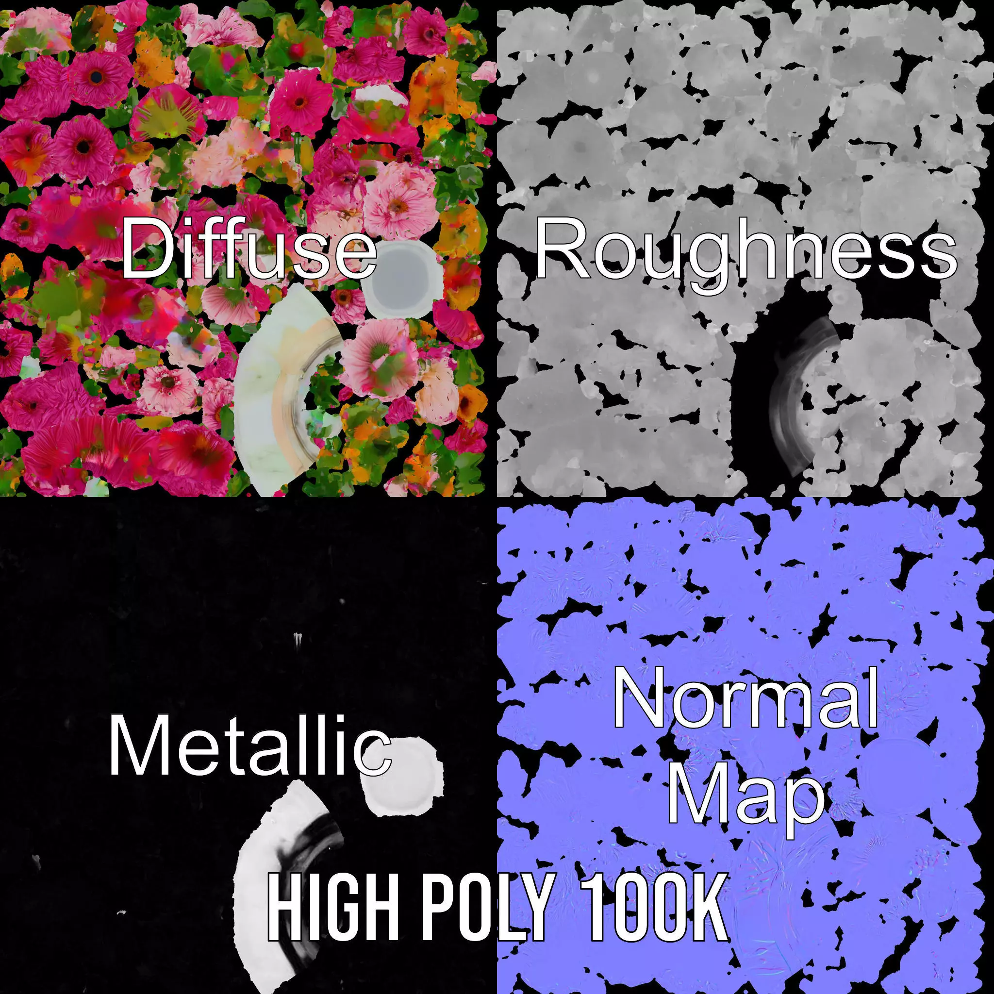 Colorful Gerbera Bouquet model pack Low-poly 3D model_4