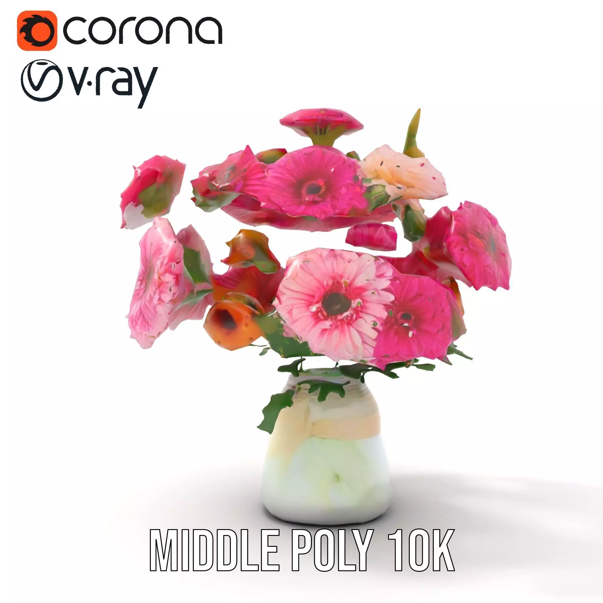 Colorful Gerbera Bouquet model pack Low-poly 3D model_14