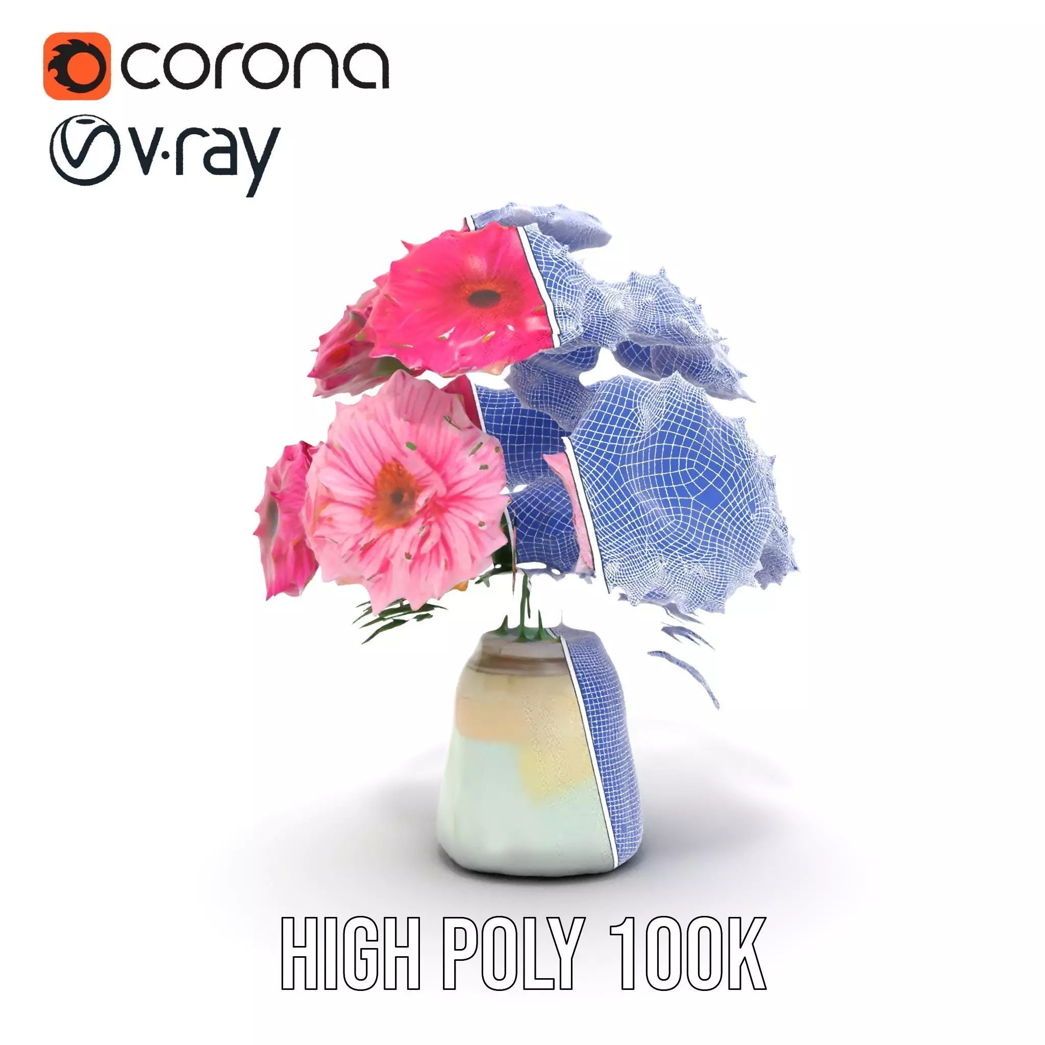 Colorful Gerbera Bouquet model pack Low-poly 3D model_34