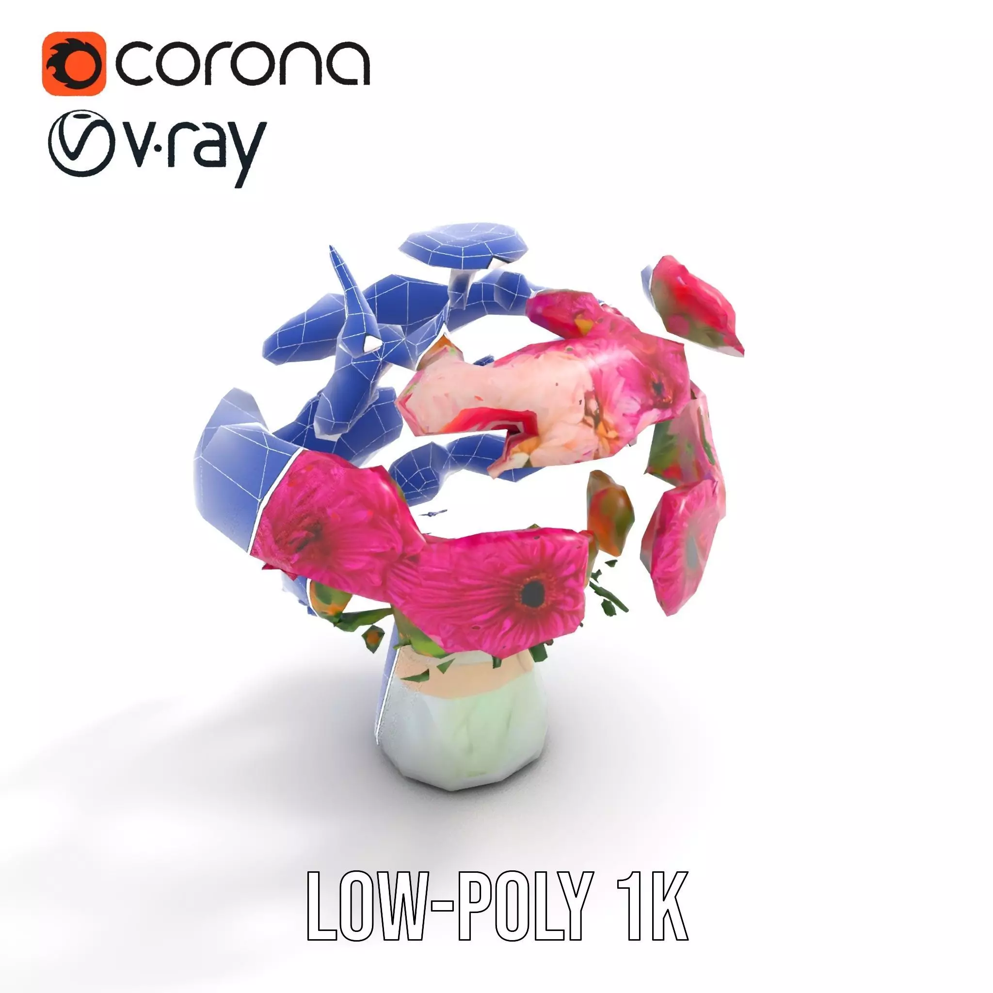 Colorful Gerbera Bouquet model pack Low-poly 3D model_15