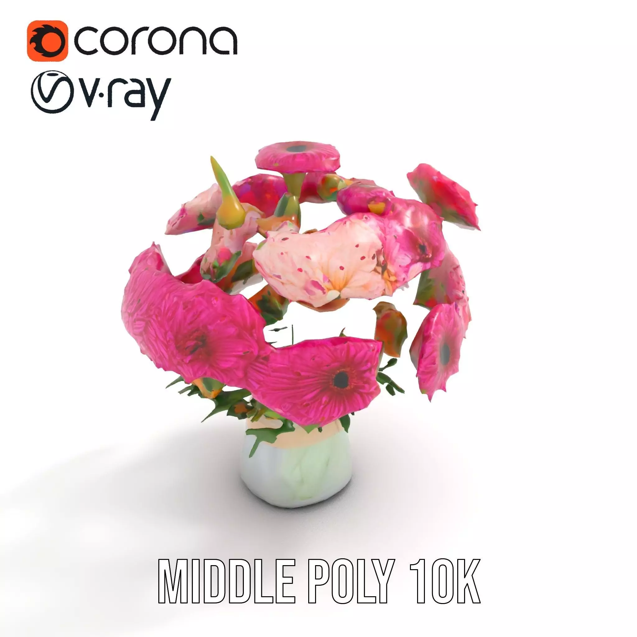Colorful Gerbera Bouquet model pack Low-poly 3D model_6