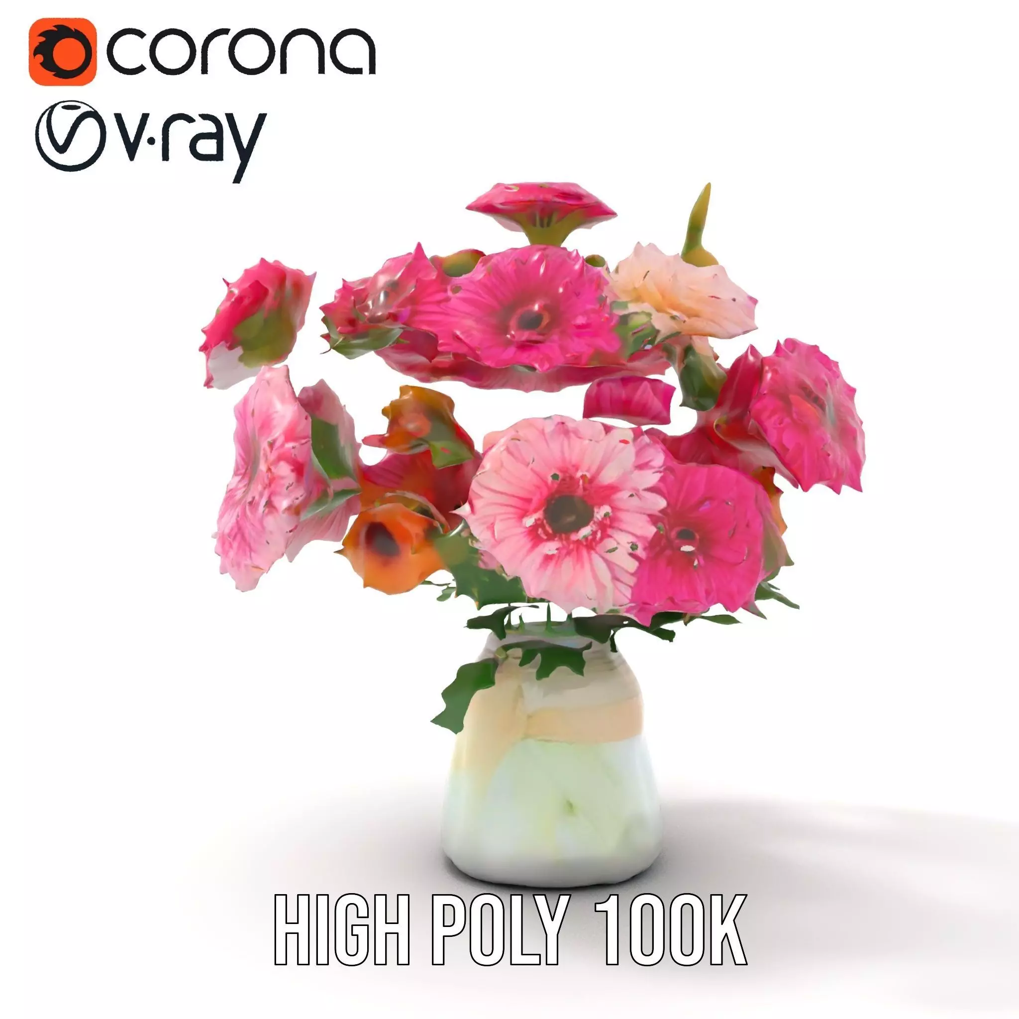 Colorful Gerbera Bouquet model pack Low-poly 3D model_27