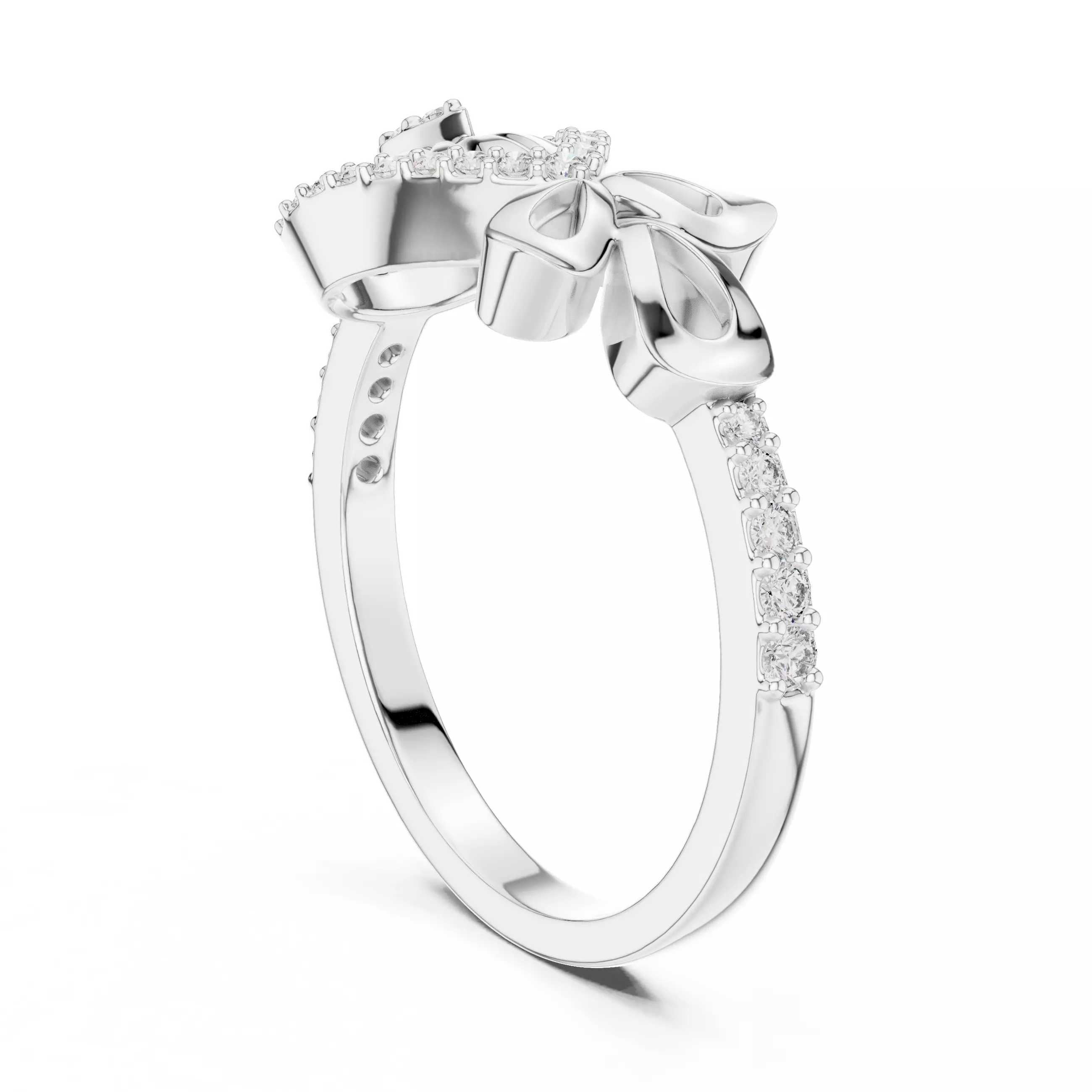 Round Cut Diamond Pear Shape Flower Wedding Ring 3DM STL Video 3D print model_9