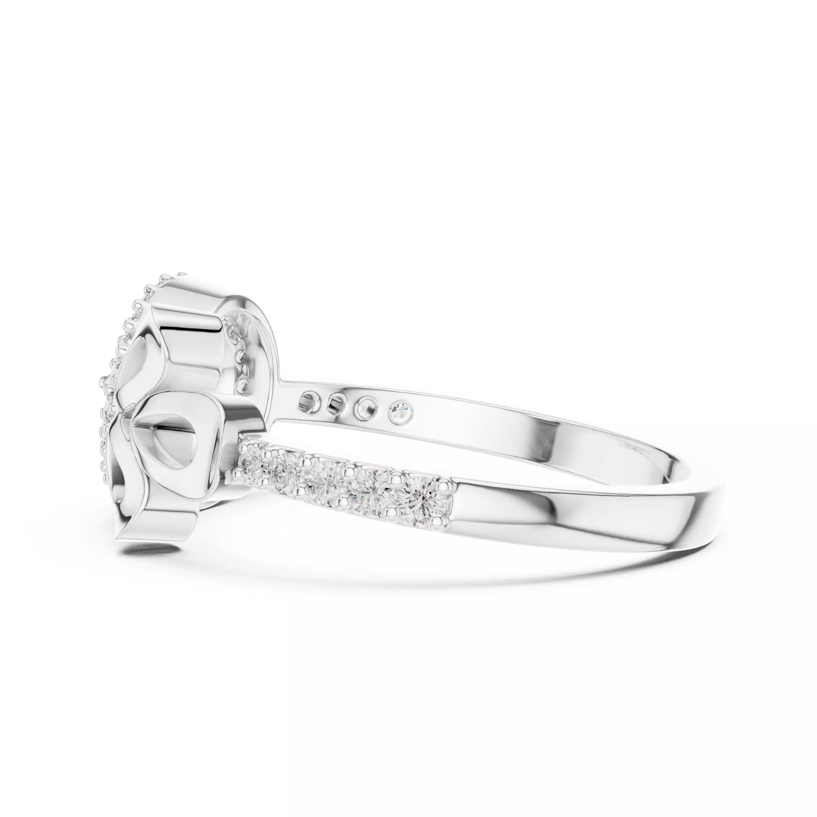 Round Cut Diamond Pear Shape Flower Wedding Ring 3DM STL Video 3D print model_11