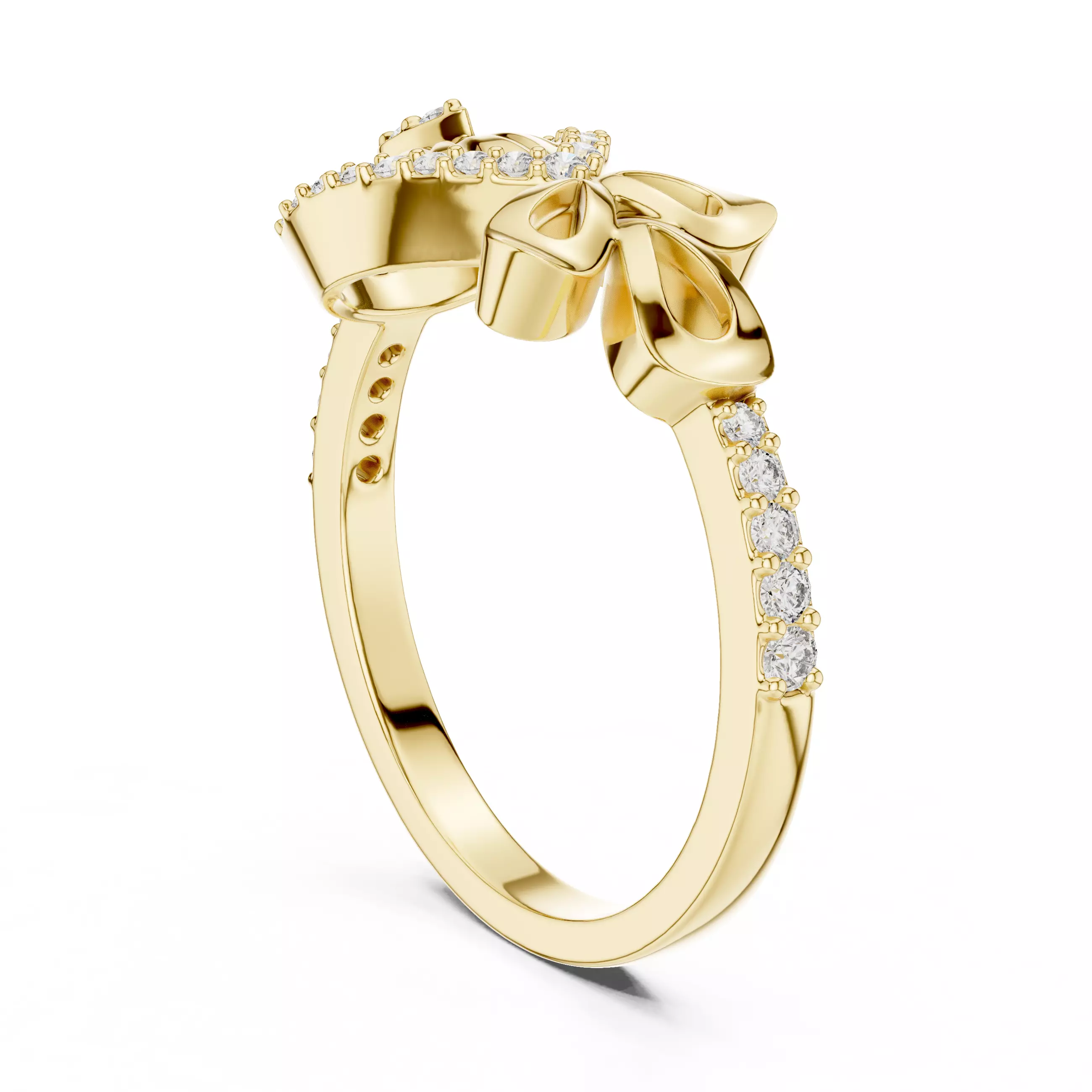 Round Cut Diamond Pear Shape Flower Wedding Ring 3DM STL Video 3D print model_6