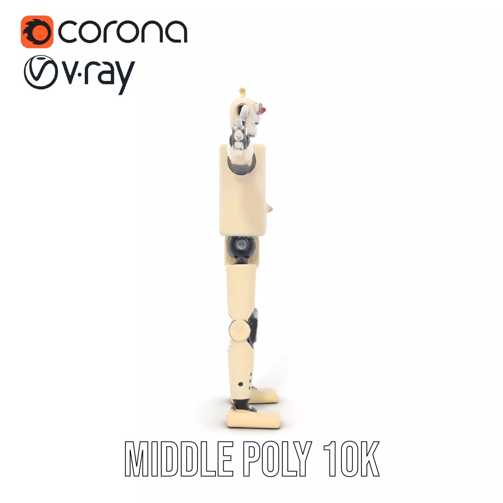 Retro Robot Classic Beige model pack Low-poly 3D model_14