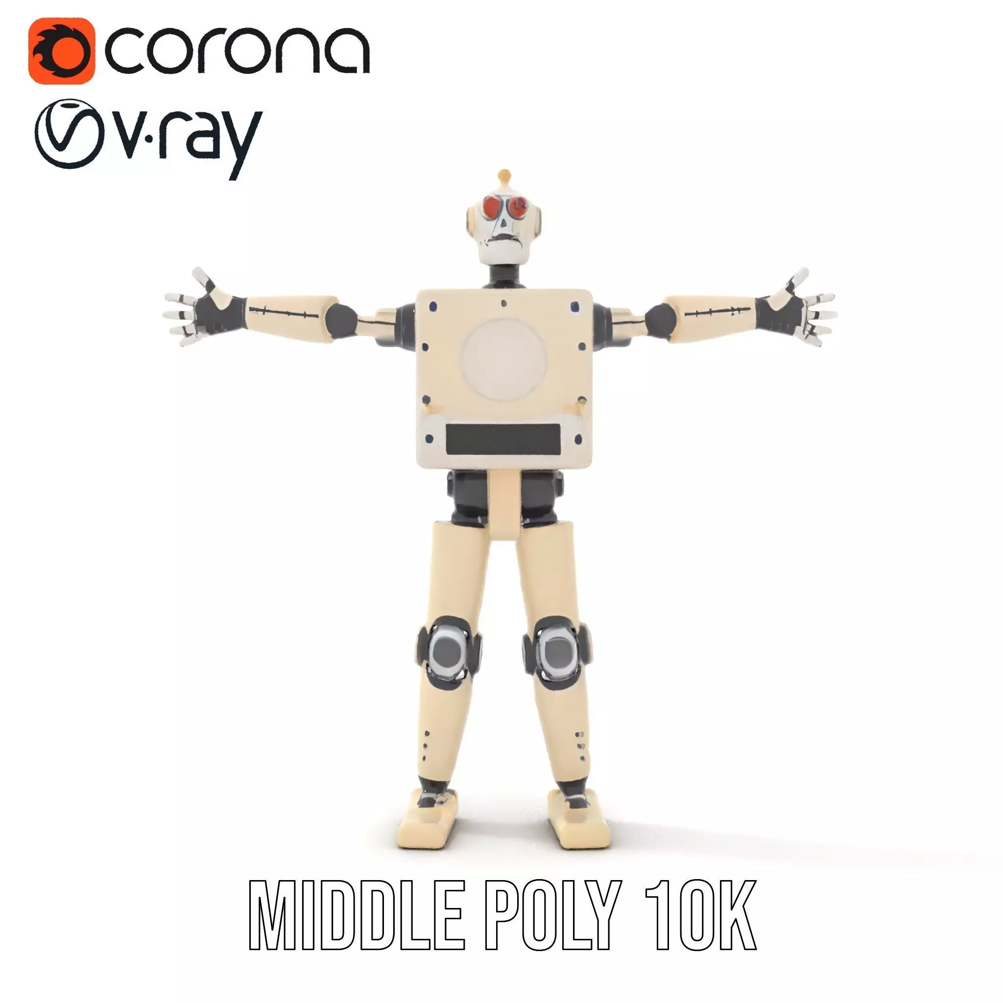 Retro Robot Classic Beige model pack Low-poly 3D model_7