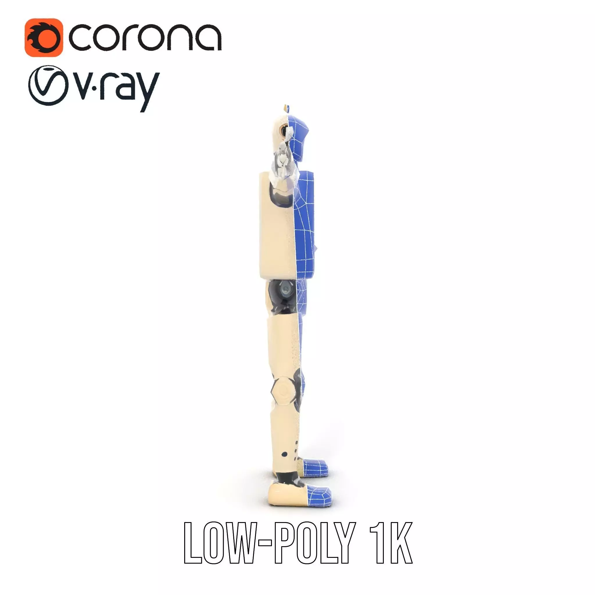 Retro Robot Classic Beige model pack Low-poly 3D model_20