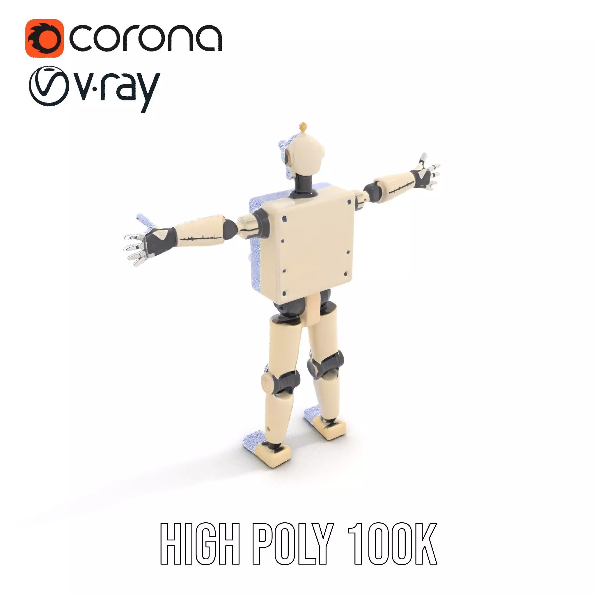 Retro Robot Classic Beige model pack Low-poly 3D model_29