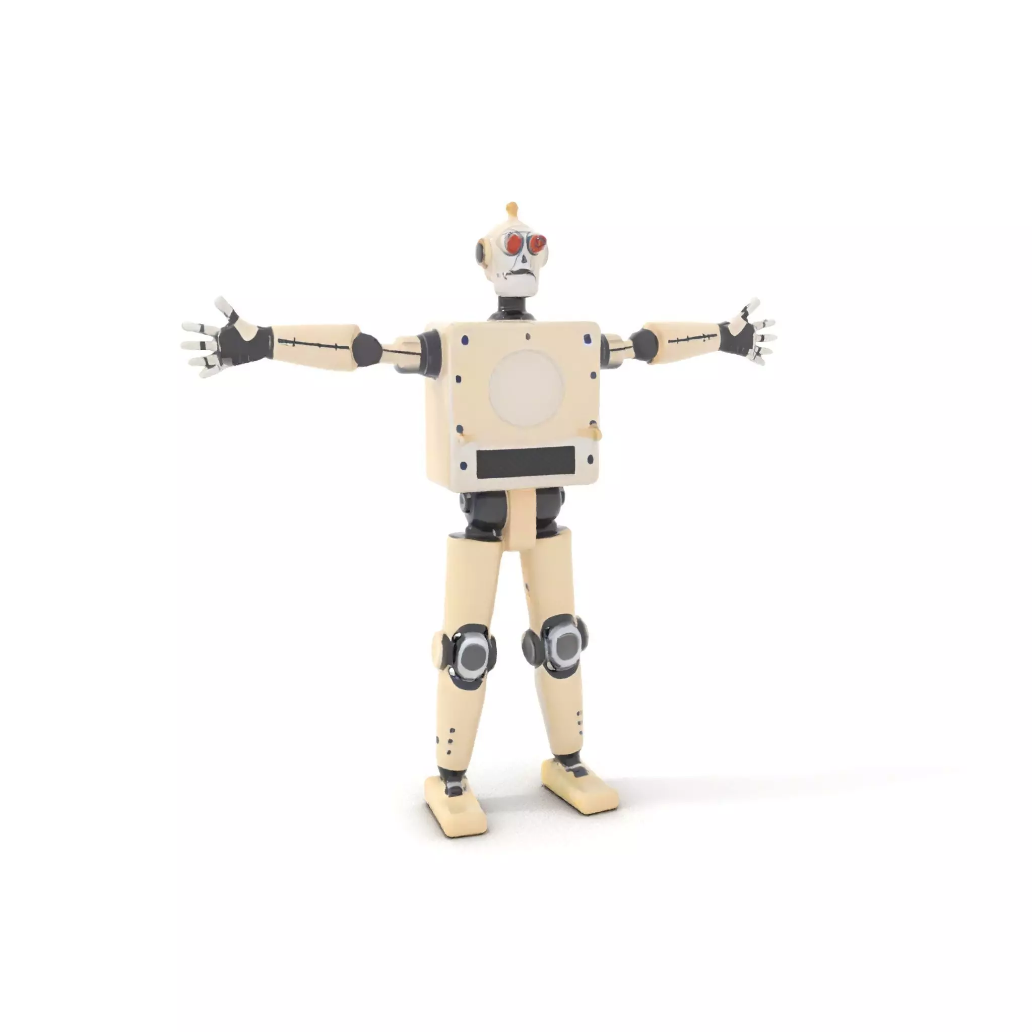 Retro Robot Classic Beige model pack Low-poly 3D model_11
