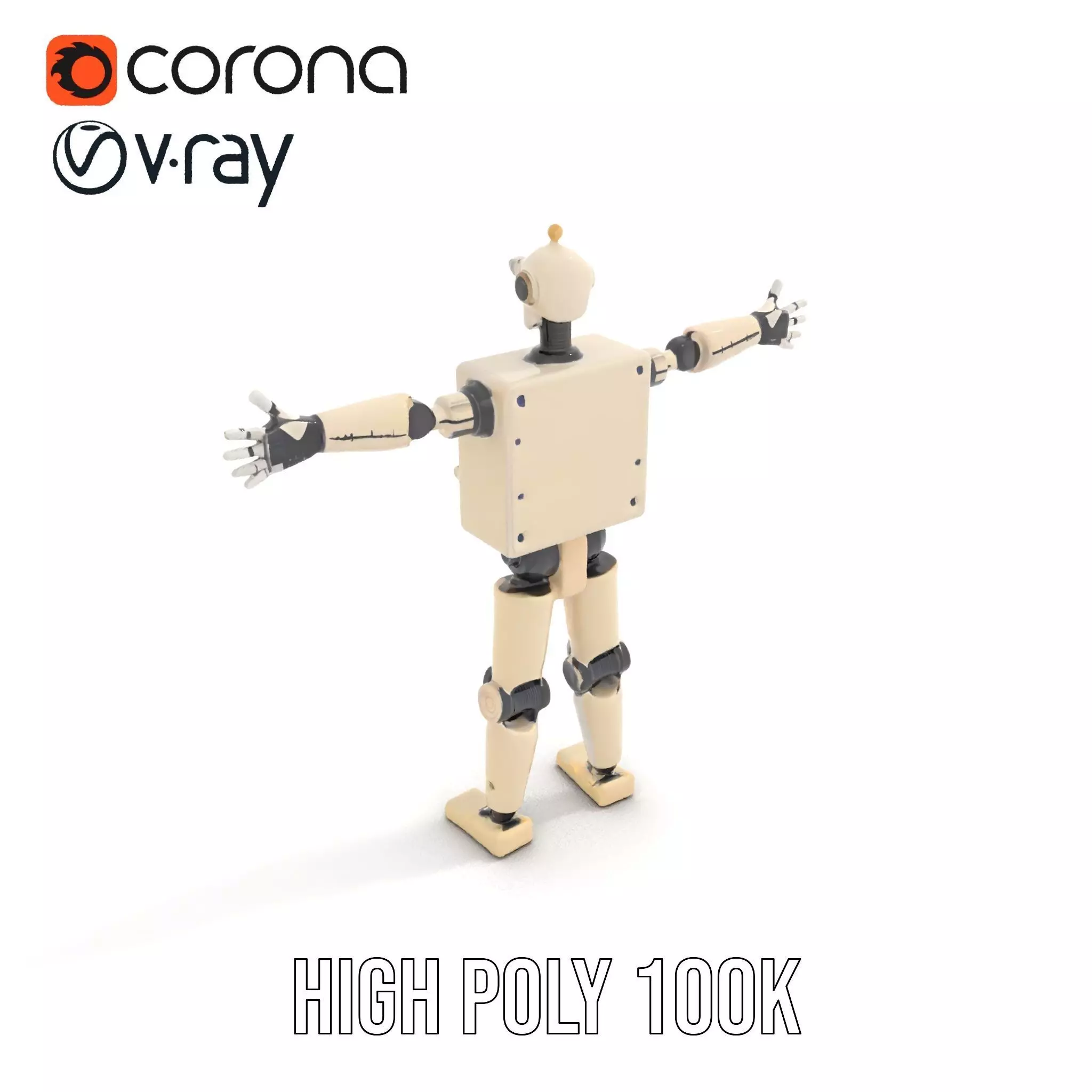 Retro Robot Classic Beige model pack Low-poly 3D model_10
