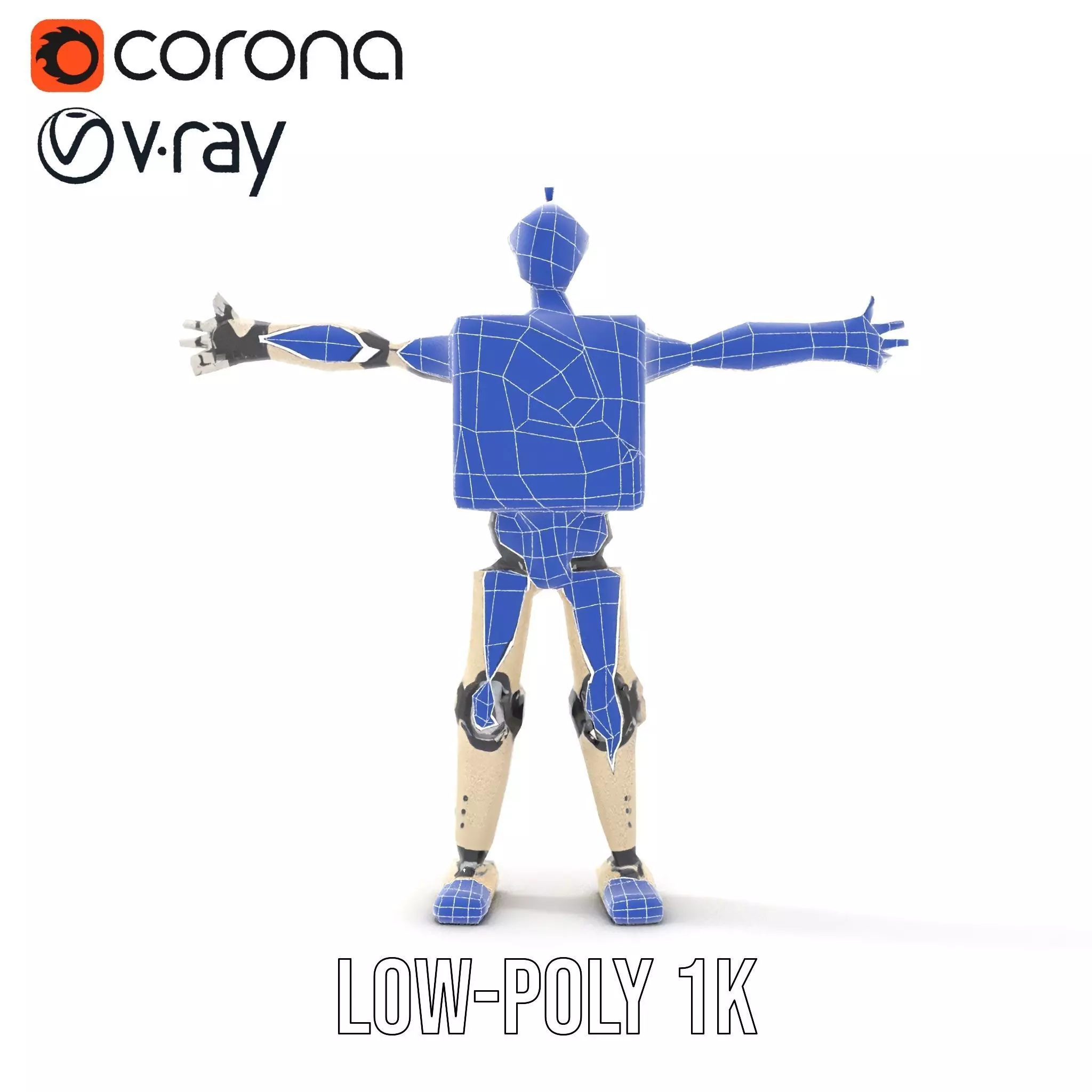 Retro Robot Classic Beige model pack Low-poly 3D model_28