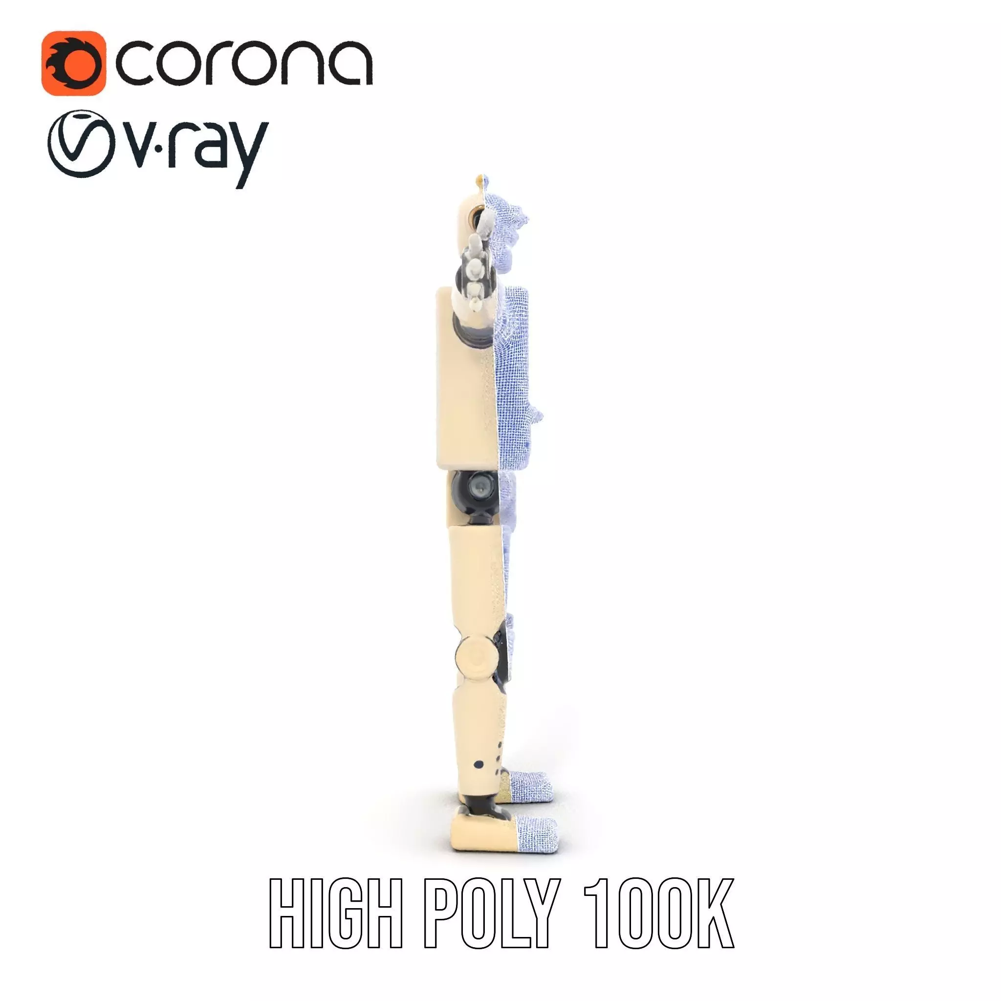 Retro Robot Classic Beige model pack Low-poly 3D model_24