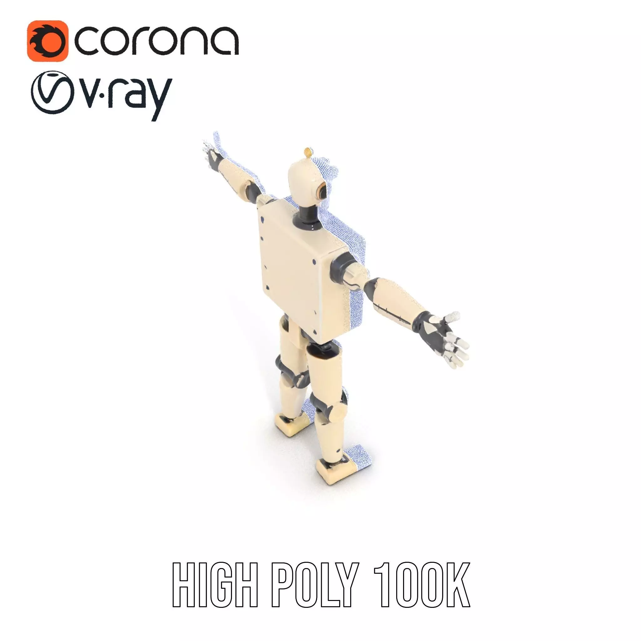 Retro Robot Classic Beige model pack Low-poly 3D model_34