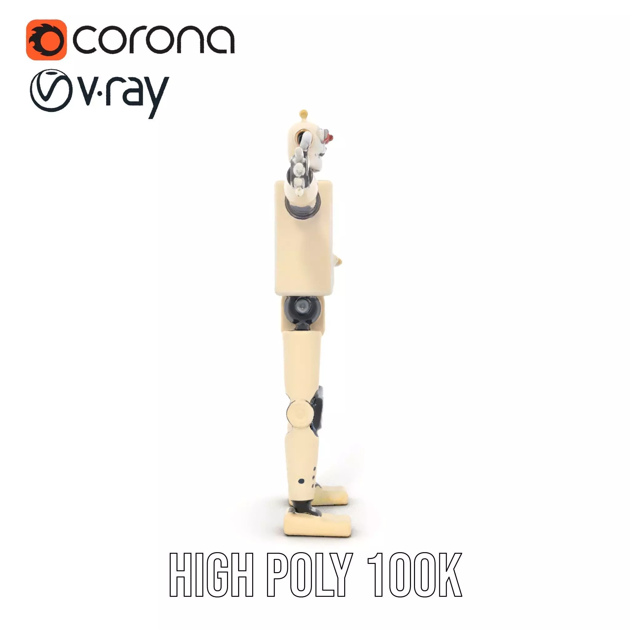 Retro Robot Classic Beige model pack Low-poly 3D model_21