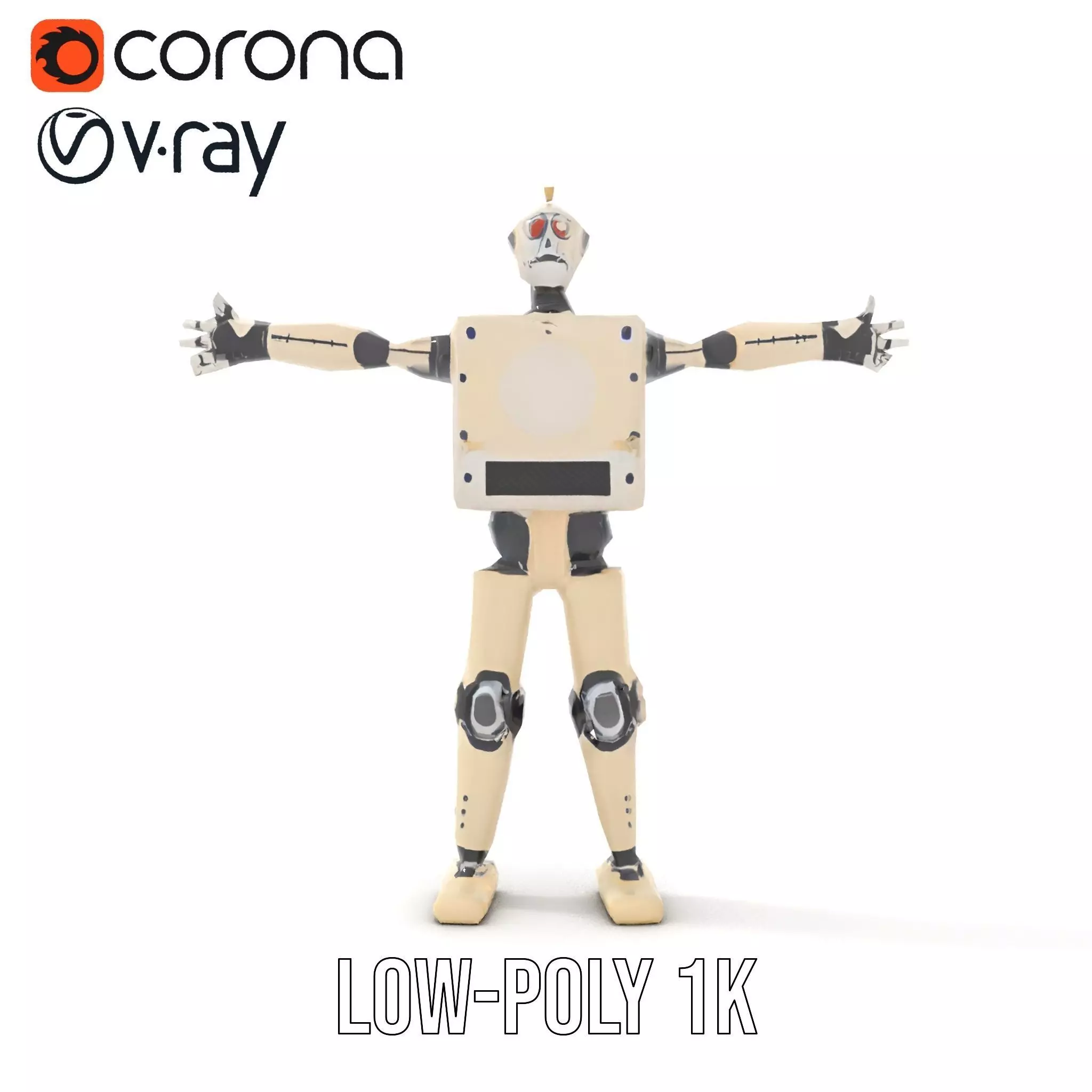 Retro Robot Classic Beige model pack Low-poly 3D model_26