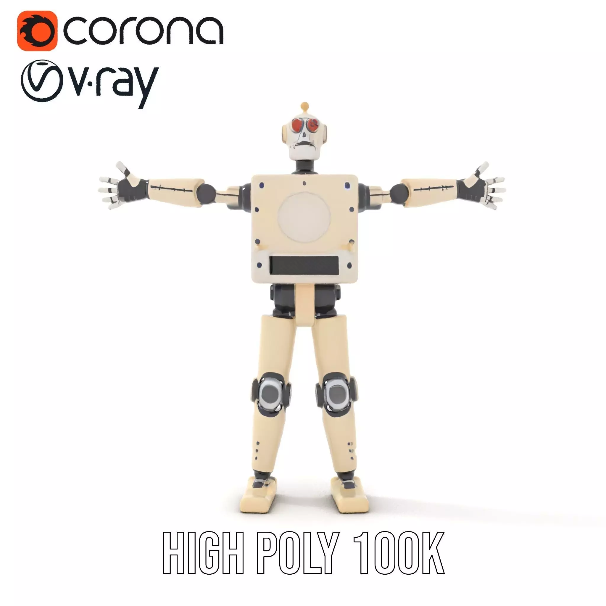 Retro Robot Classic Beige model pack Low-poly 3D model_18