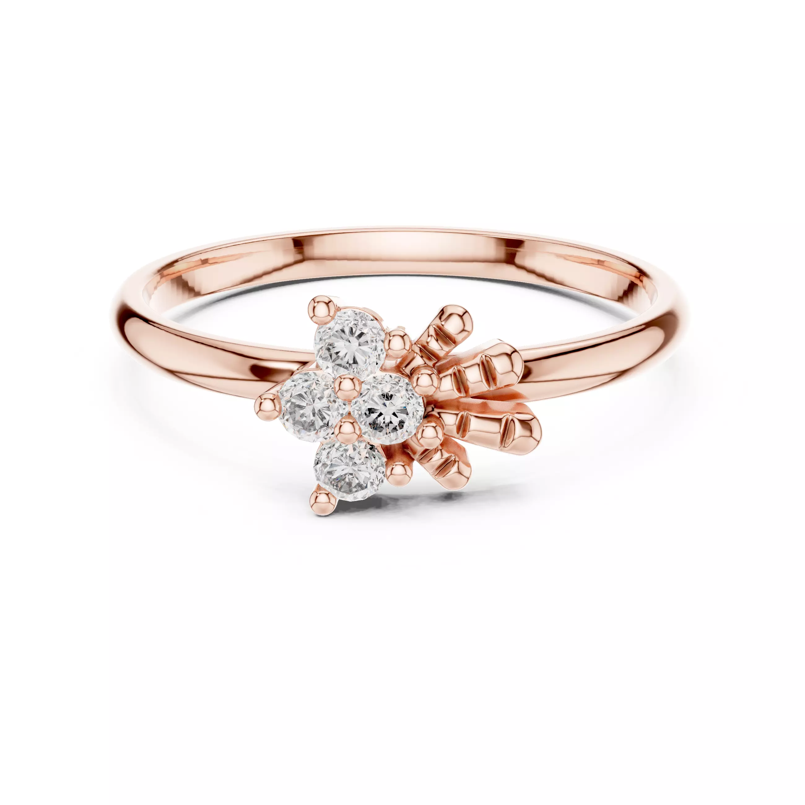 Four Round Cut Diamond Engagement Wedding Ring 3DM STL Video 3D print model