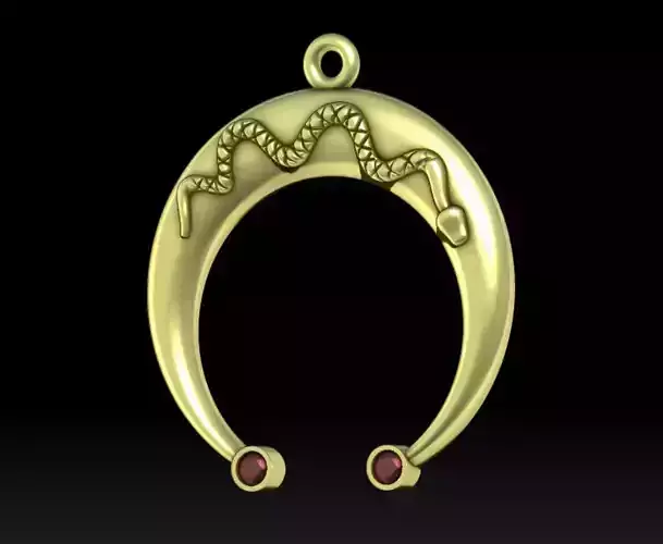 Pendant moon with a snake Crescent Celtic moon neclace 