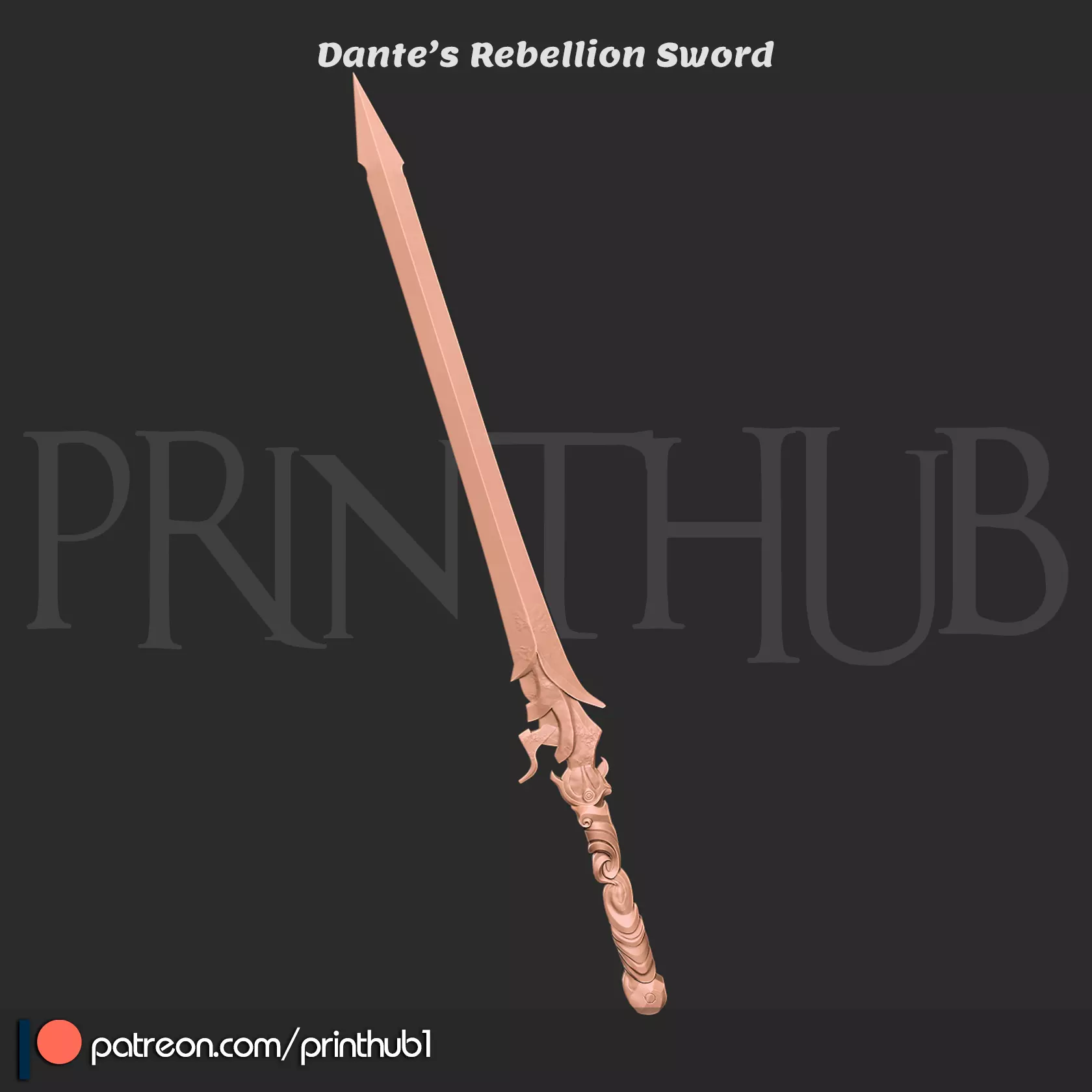 Dante Rebellion Sword DMC 2013 Cosplay Prop Replica STL 3D print model