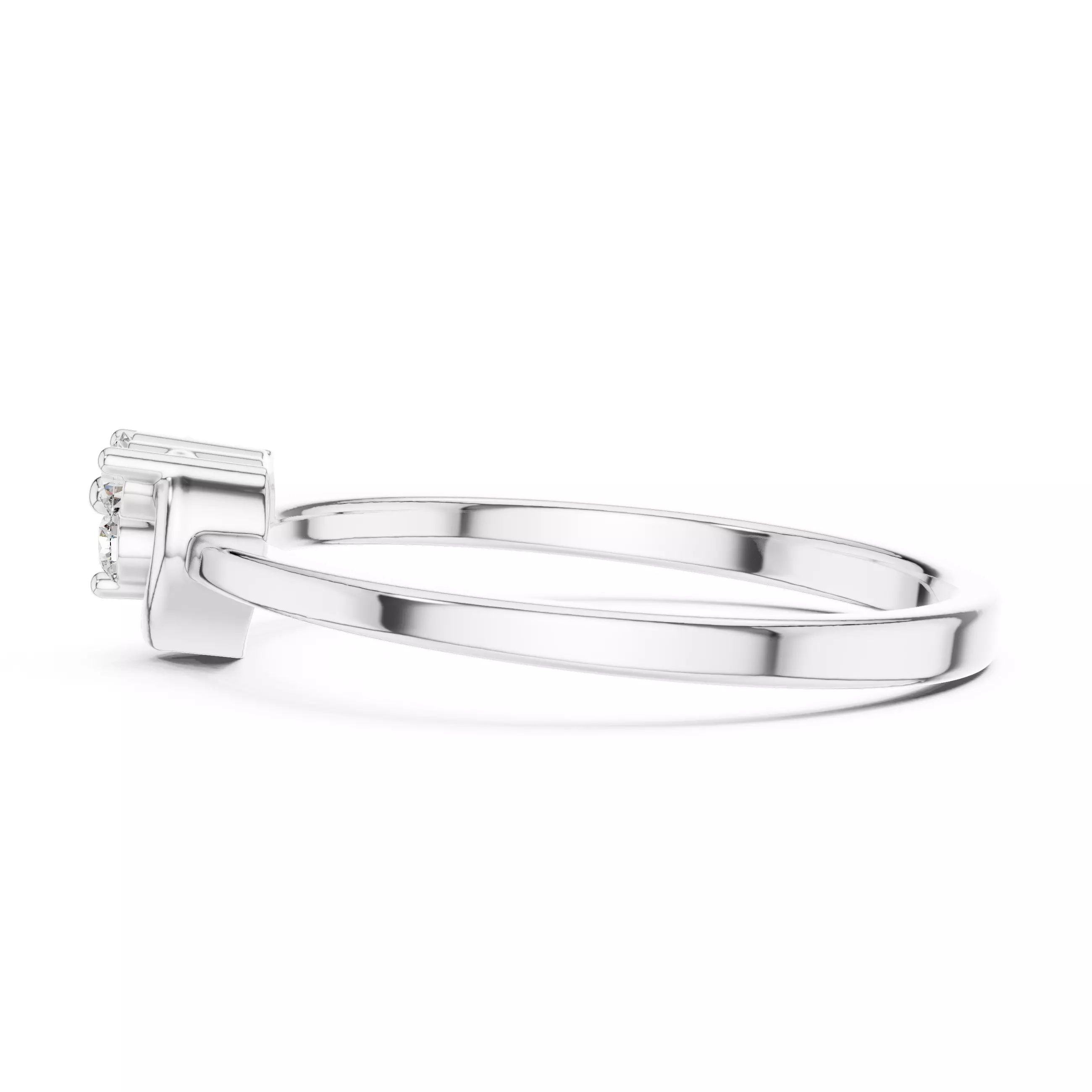 Three Stone Round Cut Diamond Heart Shape Ring 3DM STL Video 3D print model_11
