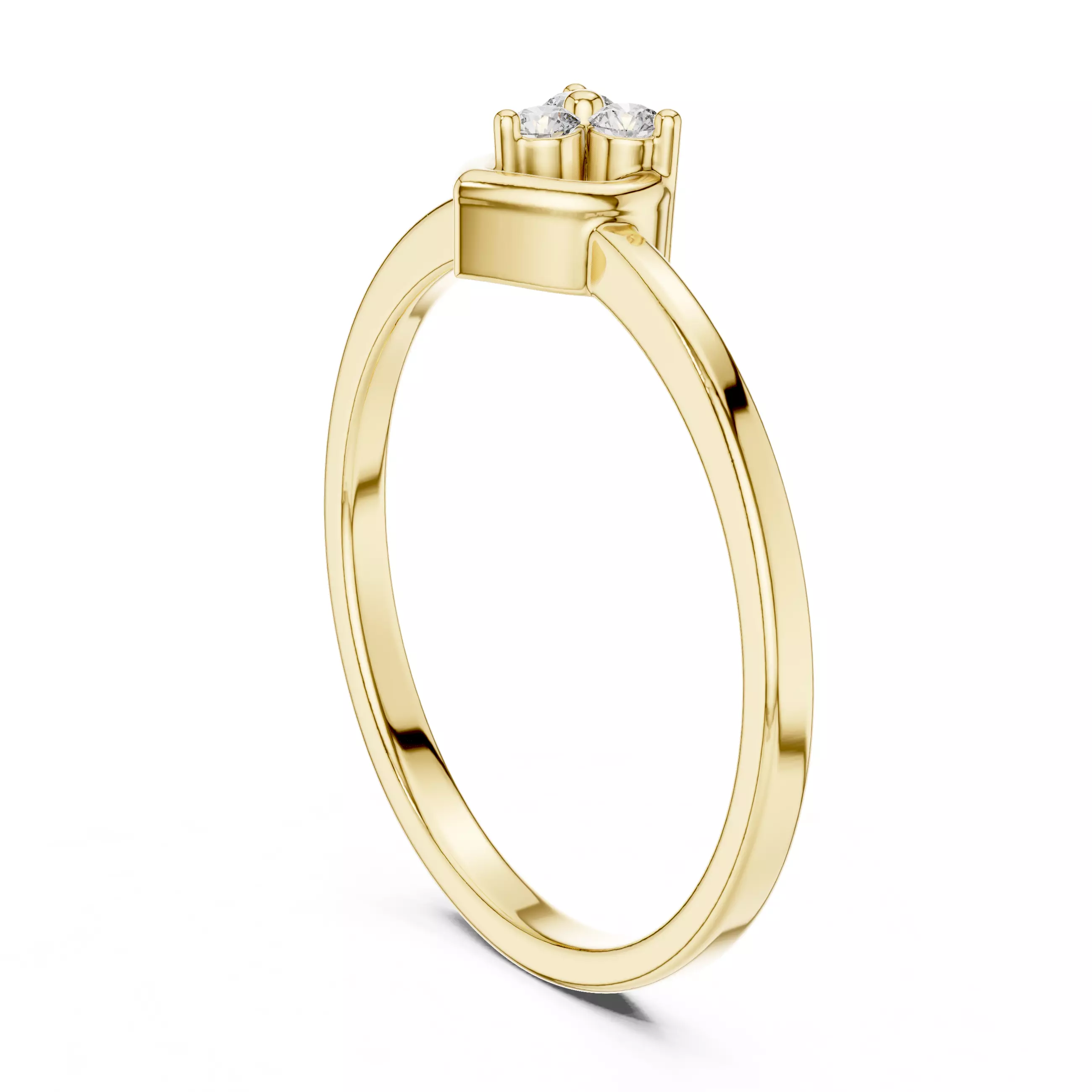 Three Stone Round Cut Diamond Heart Shape Ring 3DM STL Video 3D print model_6