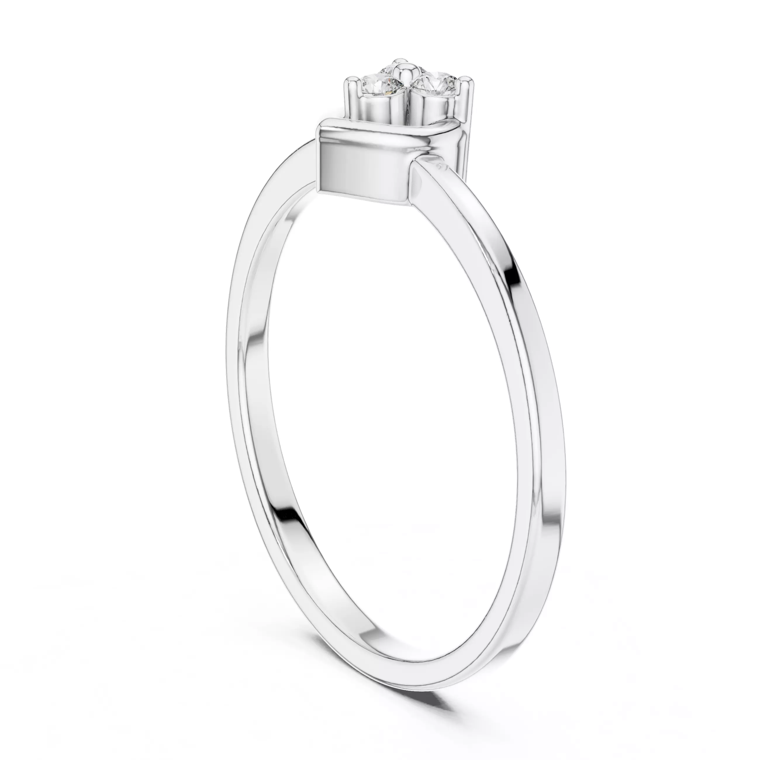 Three Stone Round Cut Diamond Heart Shape Ring 3DM STL Video 3D print model_9