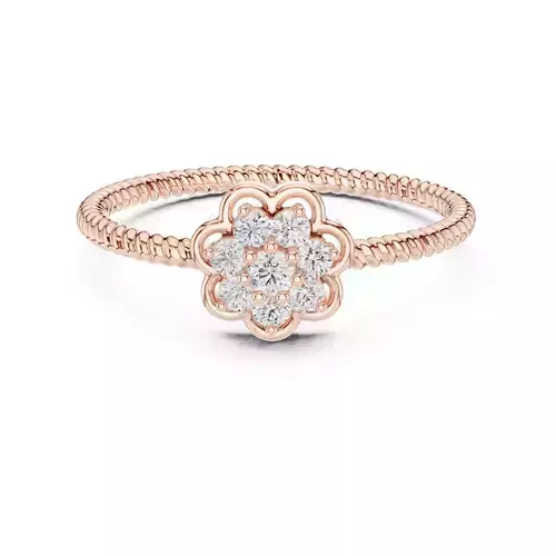 Round Cut Cluster Diamond Rope Shank Wedding Ring 3DM STL Video