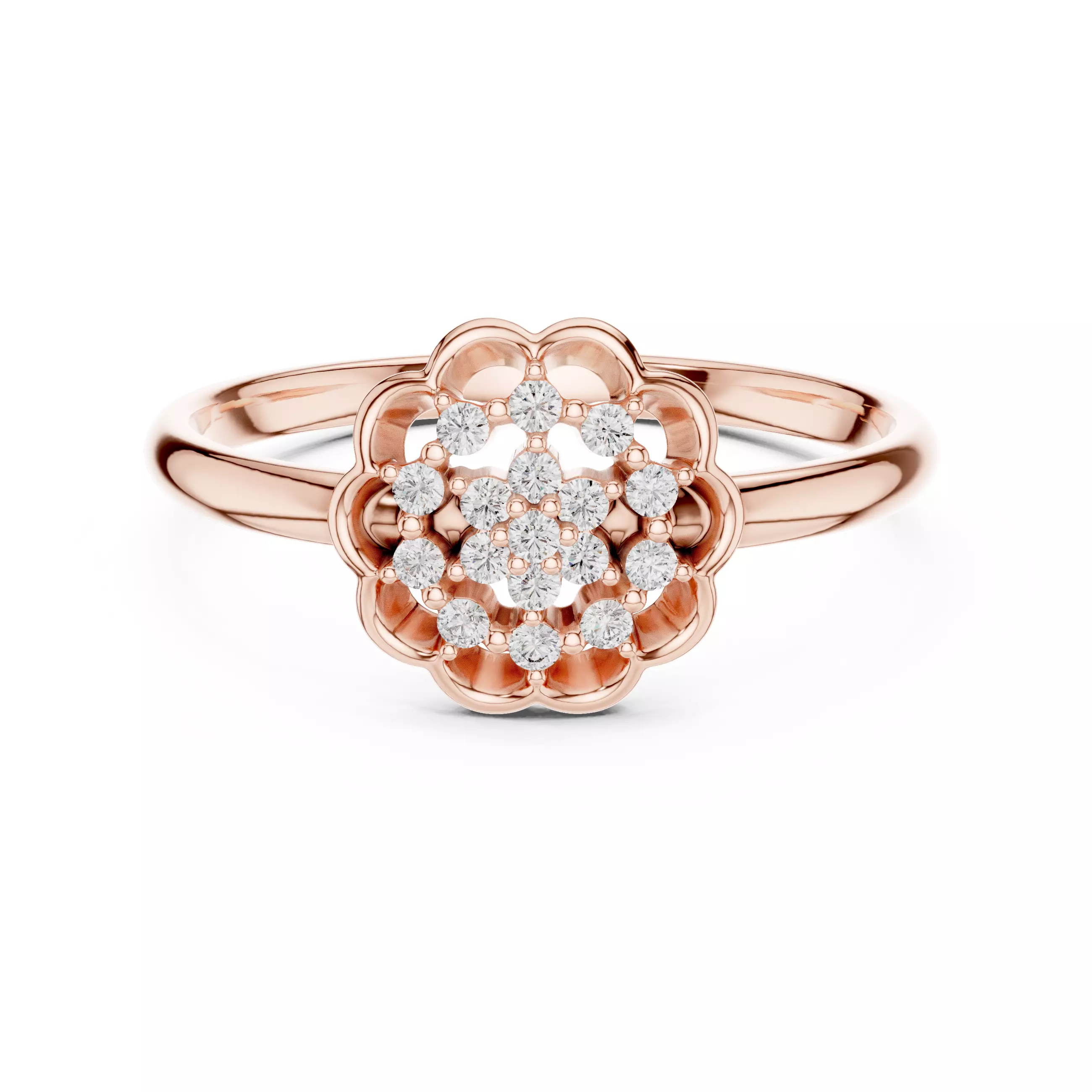 Round Diamond Cluster Engagement Wedding Ring 3DM STL Video 3D print model