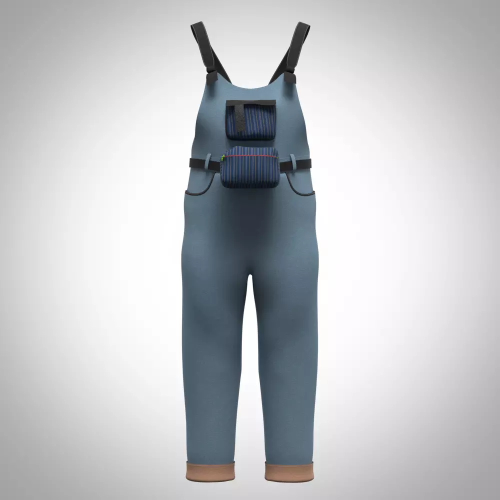 boys overall 3d clothing rigged model Low-poly 3D model_2
