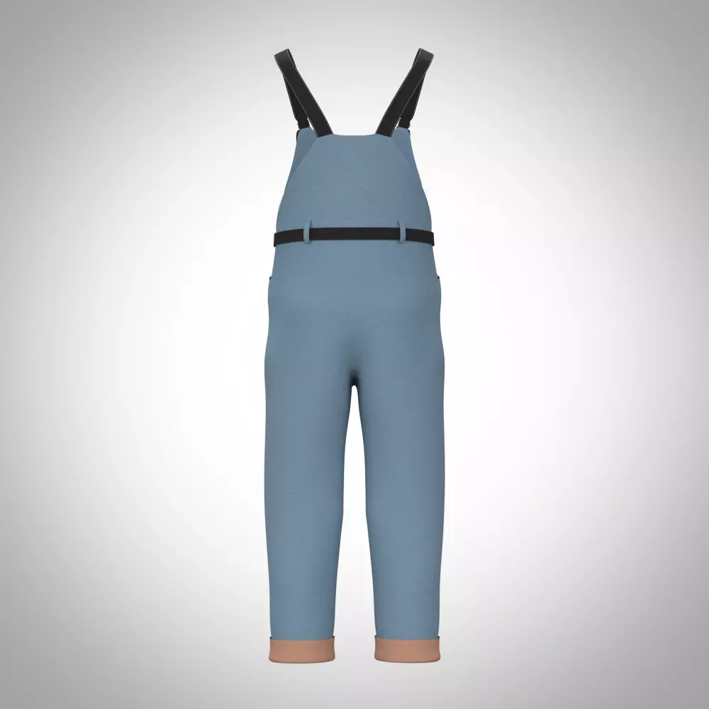 boys overall 3d clothing rigged model Low-poly 3D model_3