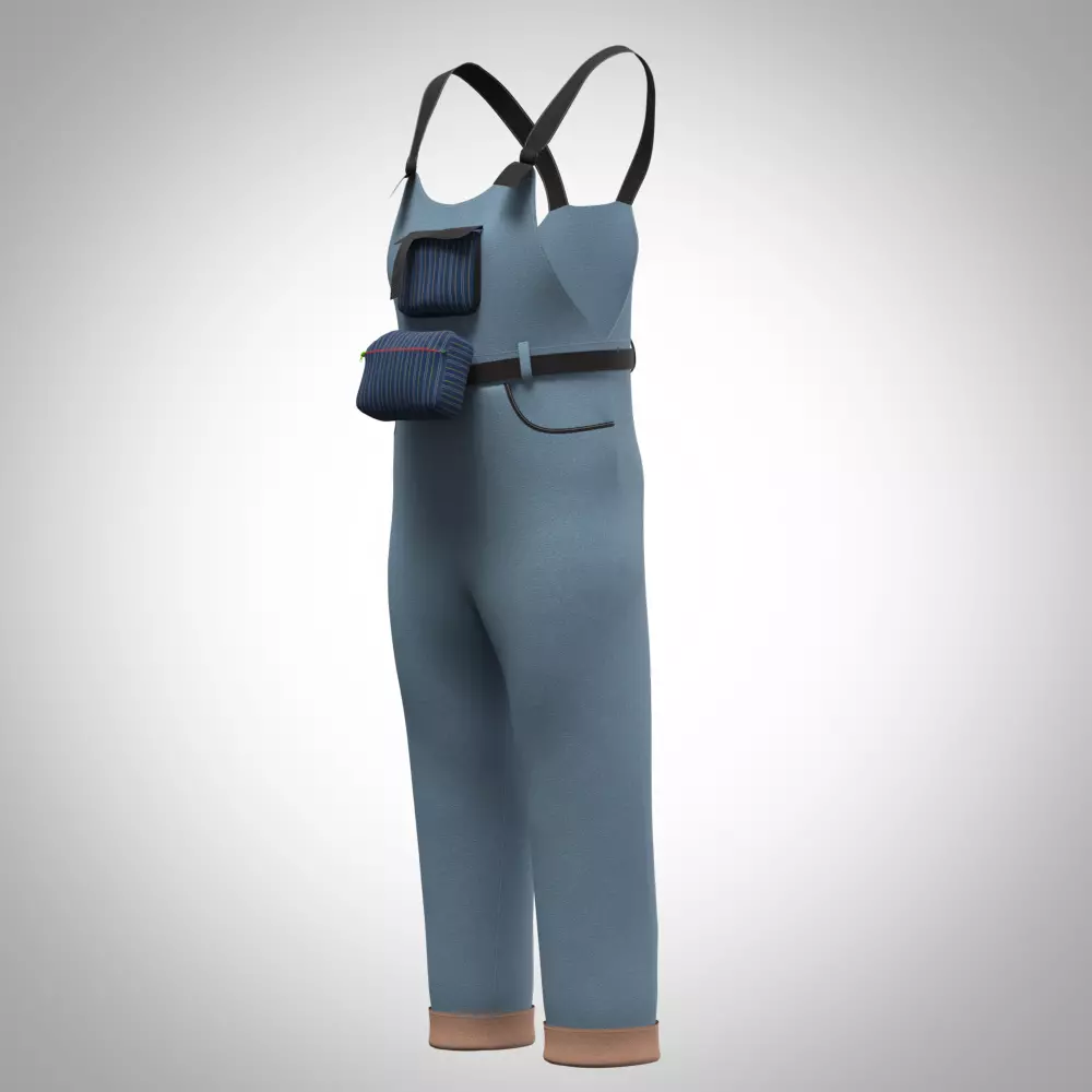 boys overall 3d clothing rigged model Low-poly 3D model_4