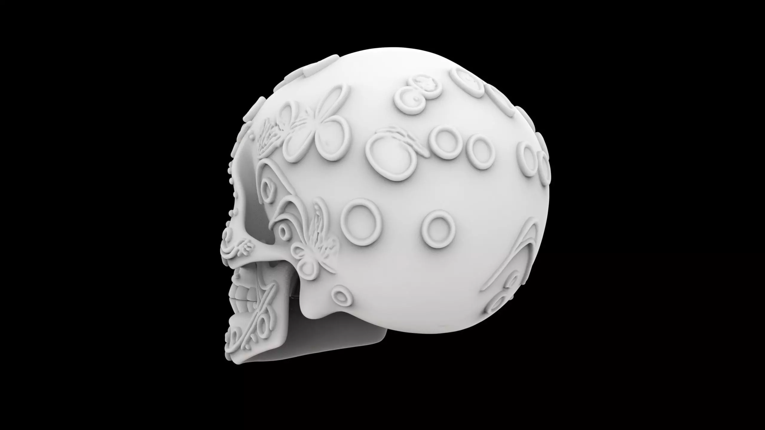 Decorative Sugar Skull 3D Print Model 3D print model_3