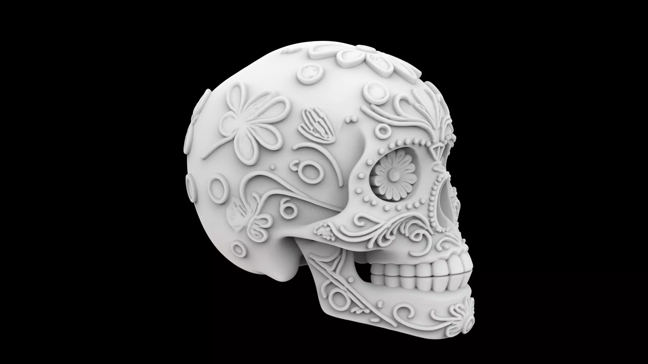 Decorative Sugar Skull 3D Print Model 3D print model_6