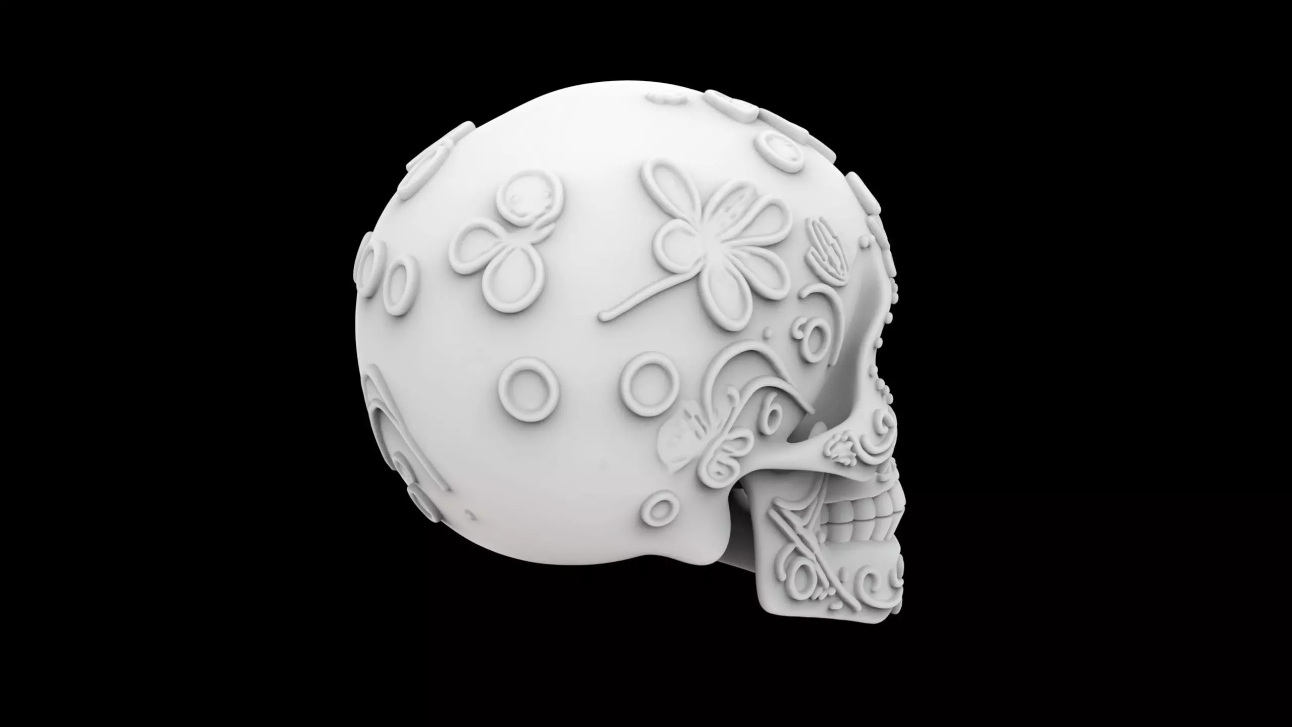 Decorative Sugar Skull 3D Print Model 3D print model_5