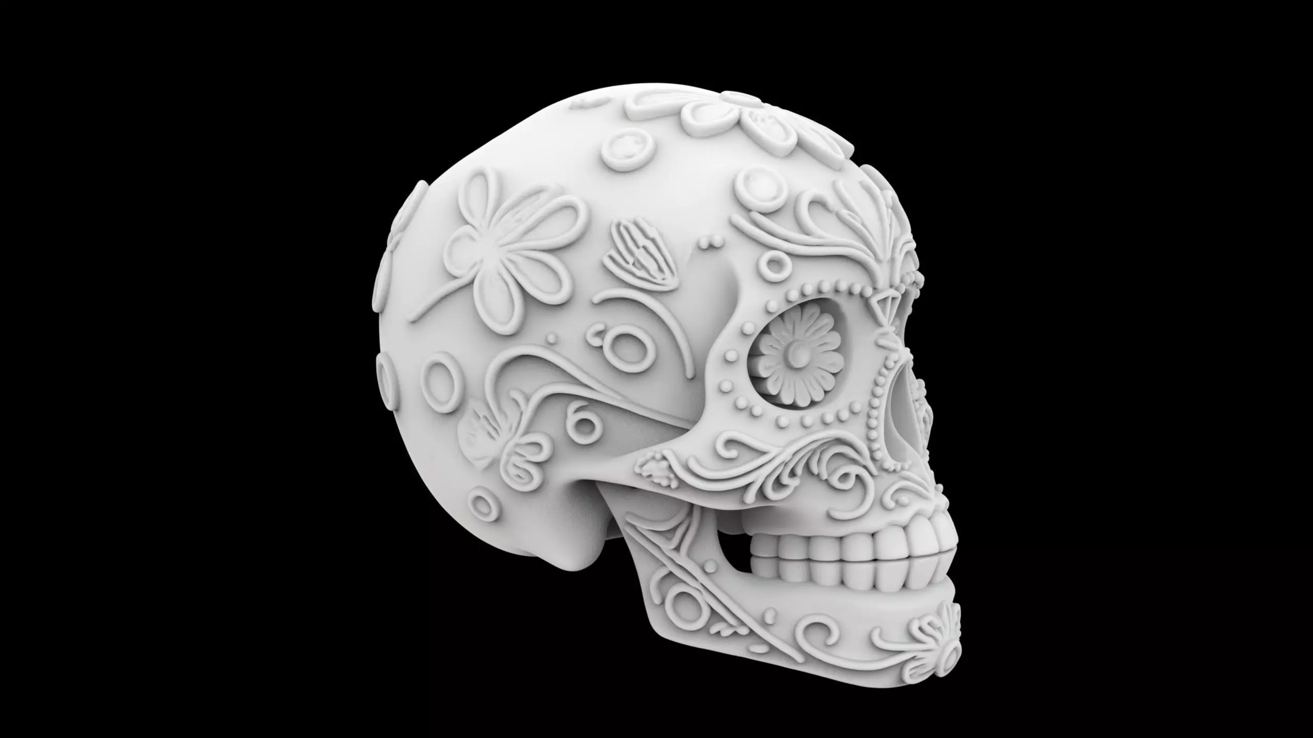Decorative Sugar Skull 3D Print Model 3D print model_0