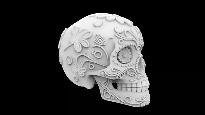 Decorative Sugar Skull 3D Print Model